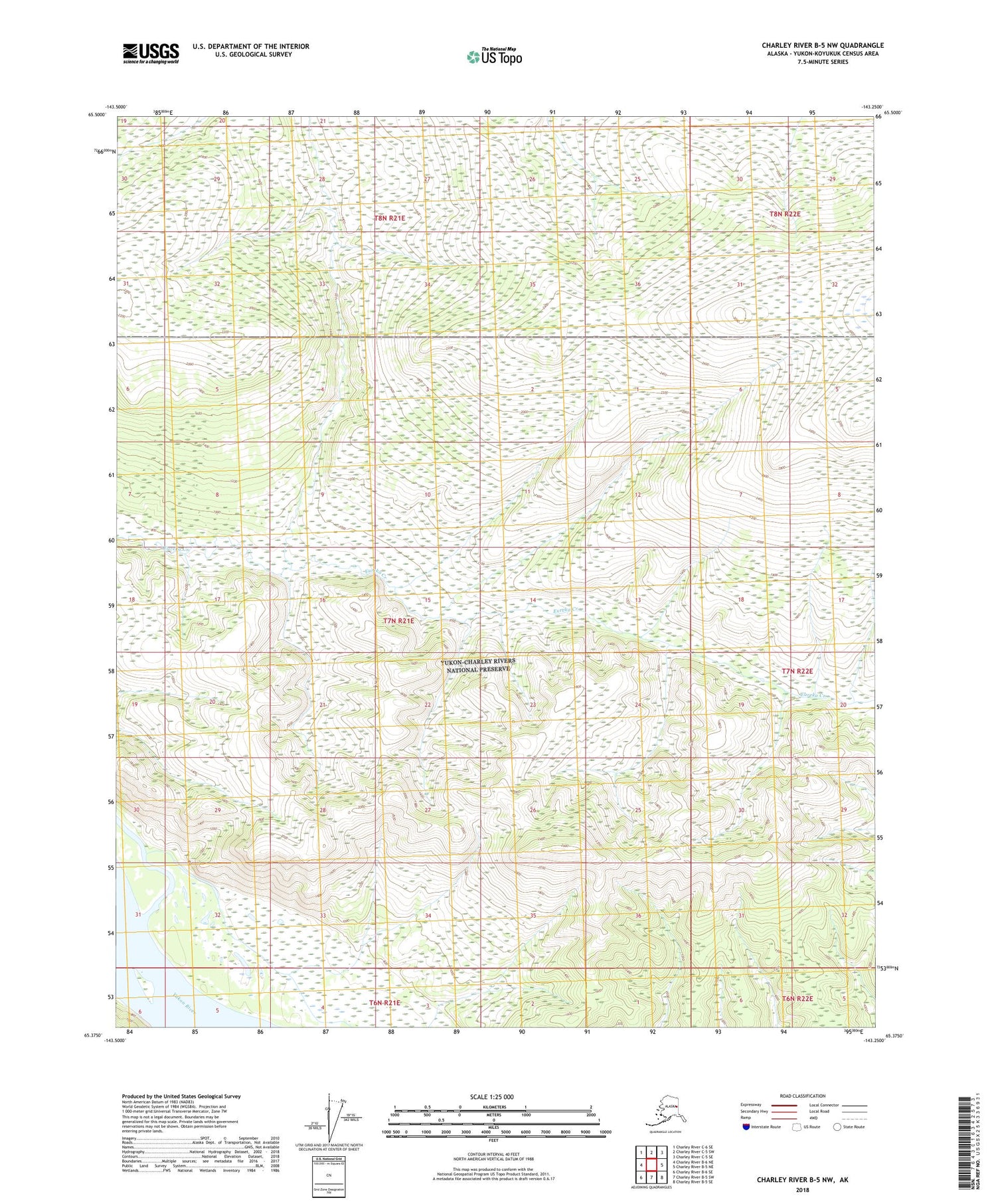 Charley River B-5 NW Alaska US Topo Map Image