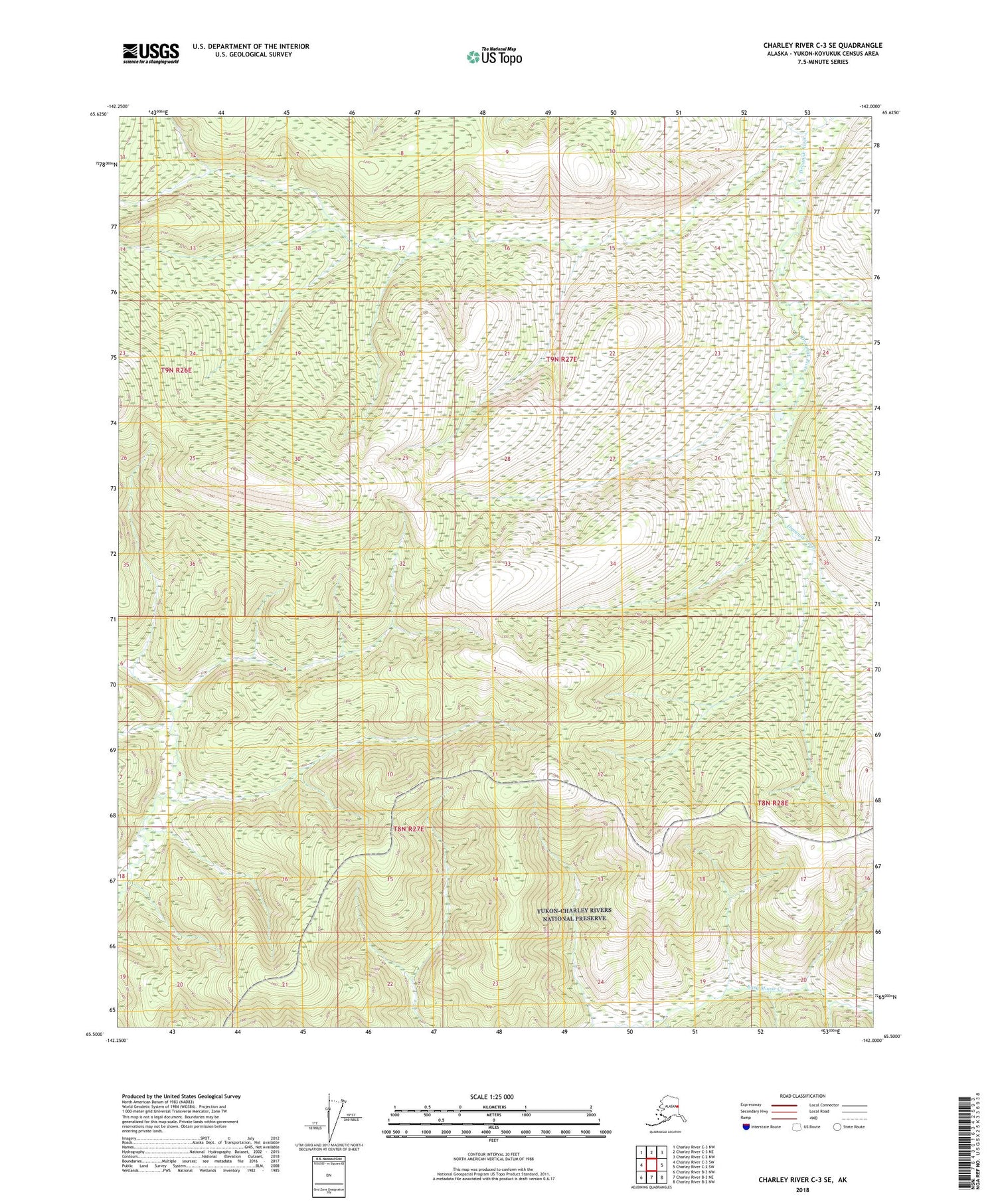Charley River C-3 SE Alaska US Topo Map Image