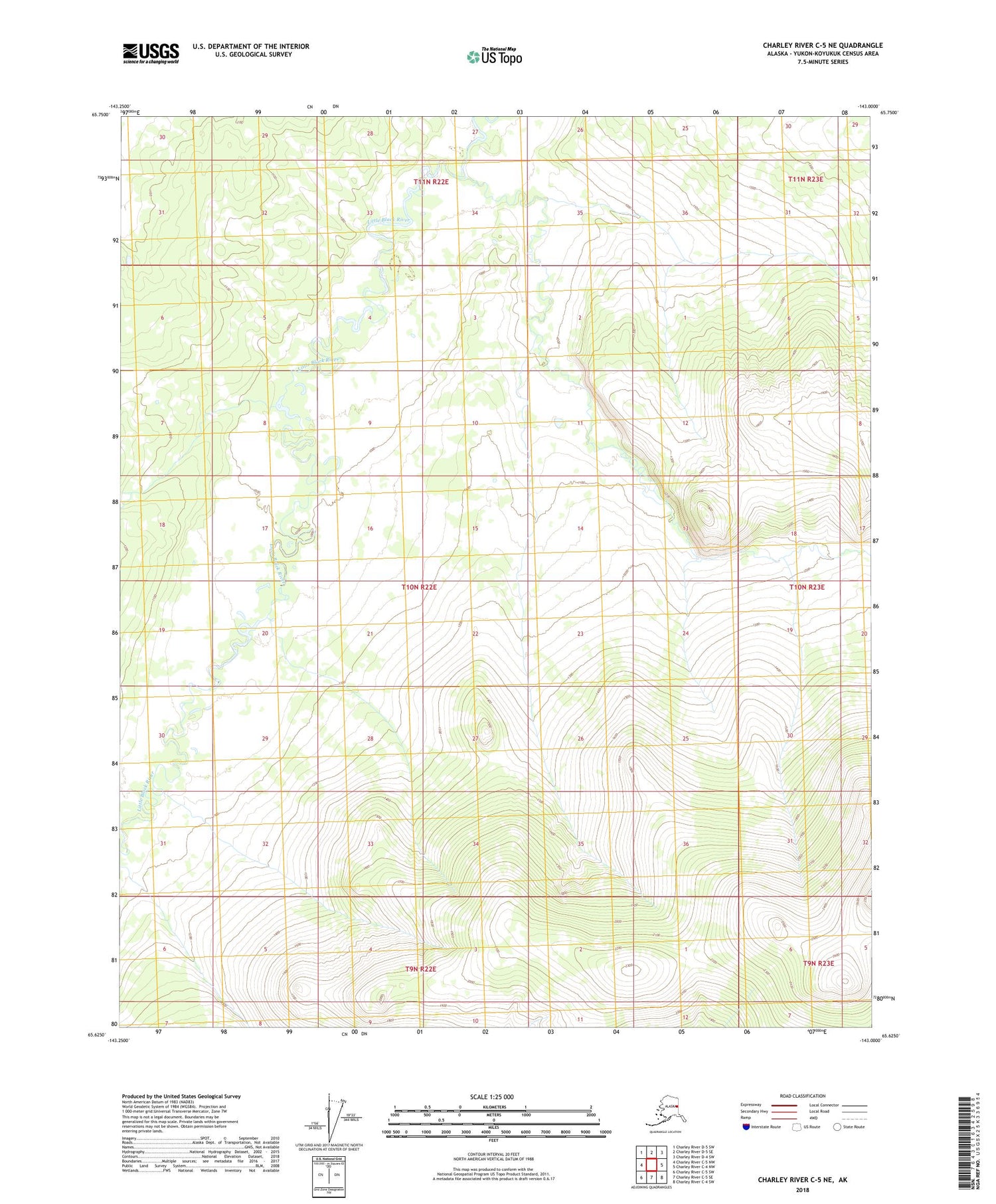 Charley River C-5 NE Alaska US Topo Map Image