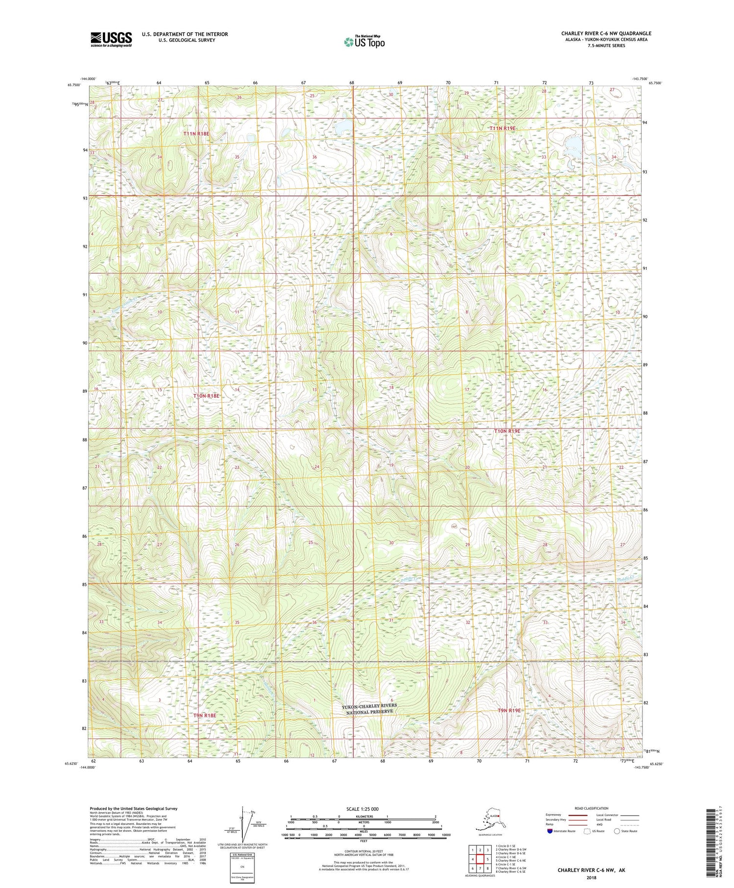 Charley River C-6 NW Alaska US Topo Map Image