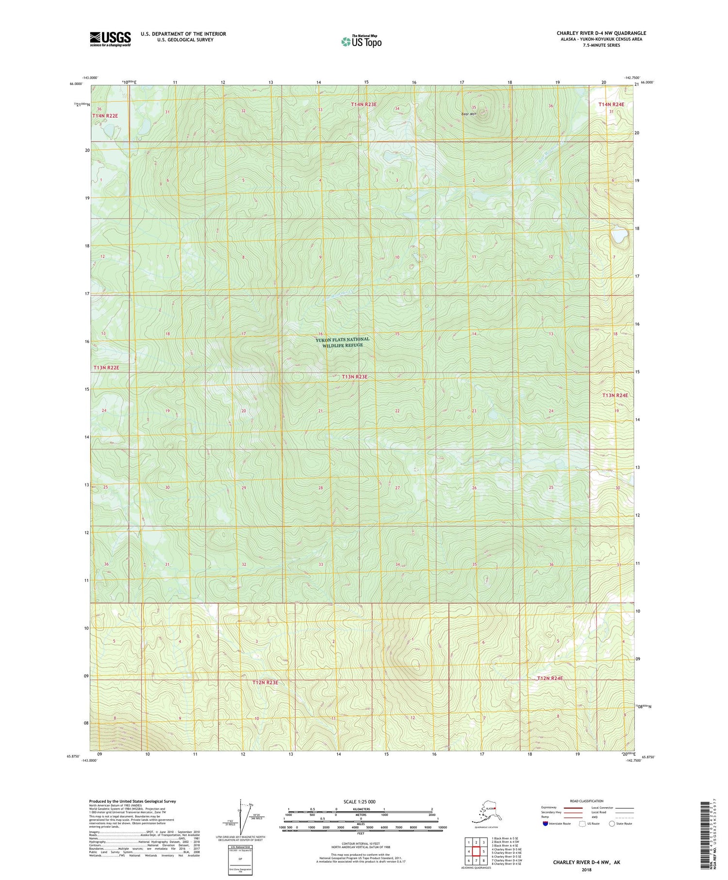 Charley River D-4 NW Alaska US Topo Map Image