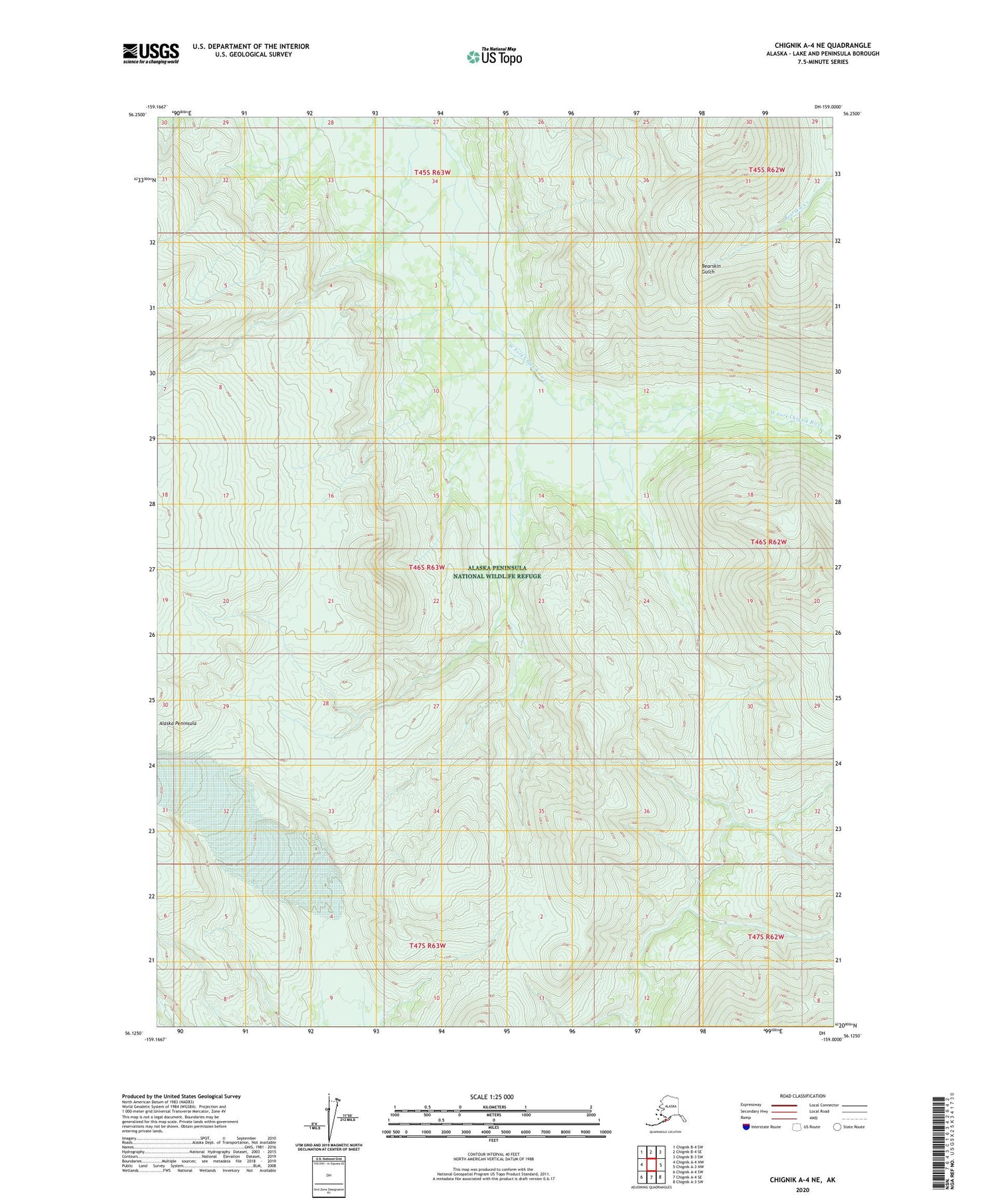 Chignik A-4 NE Alaska US Topo Map Image