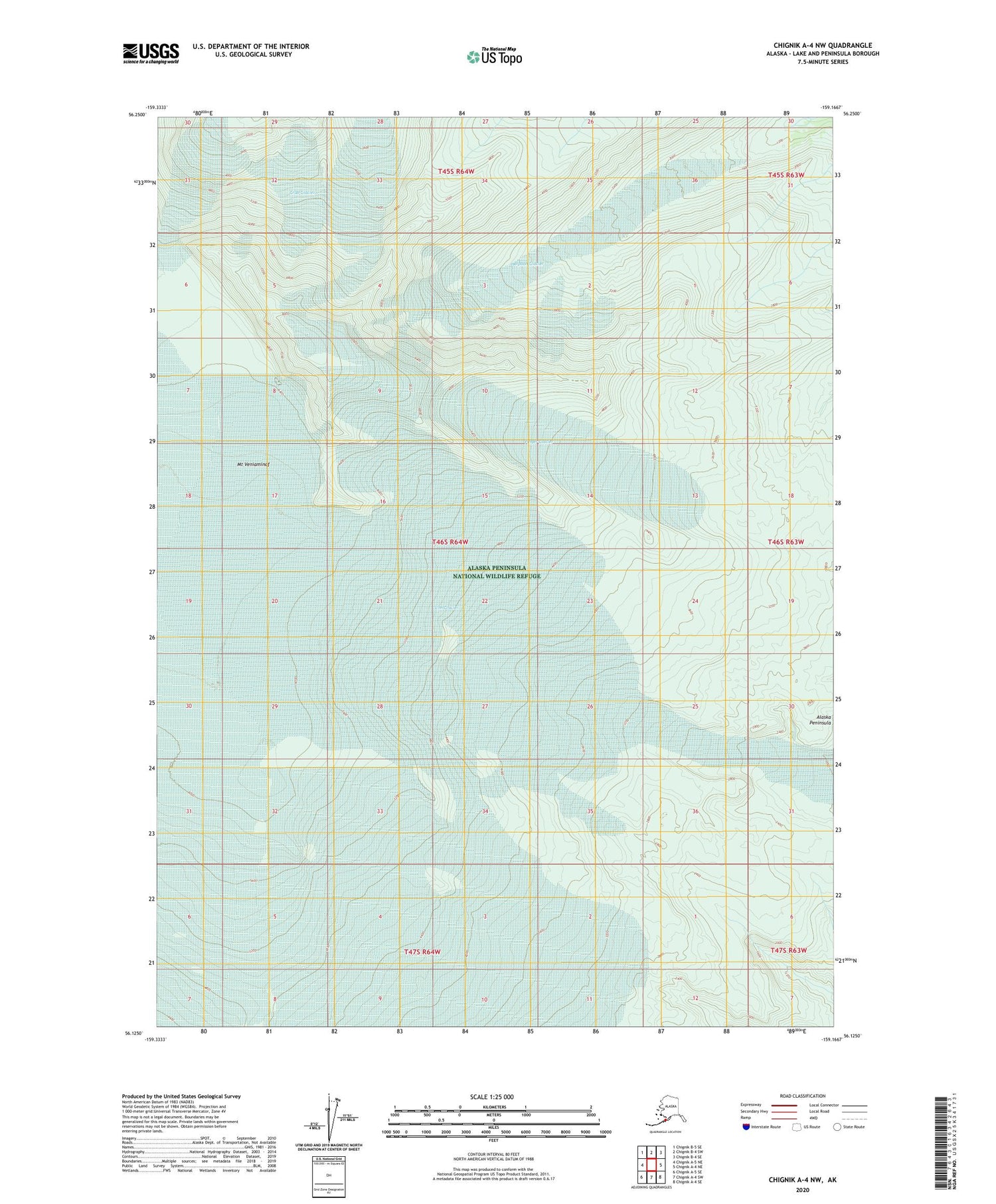 Chignik A-4 NW Alaska US Topo Map Image