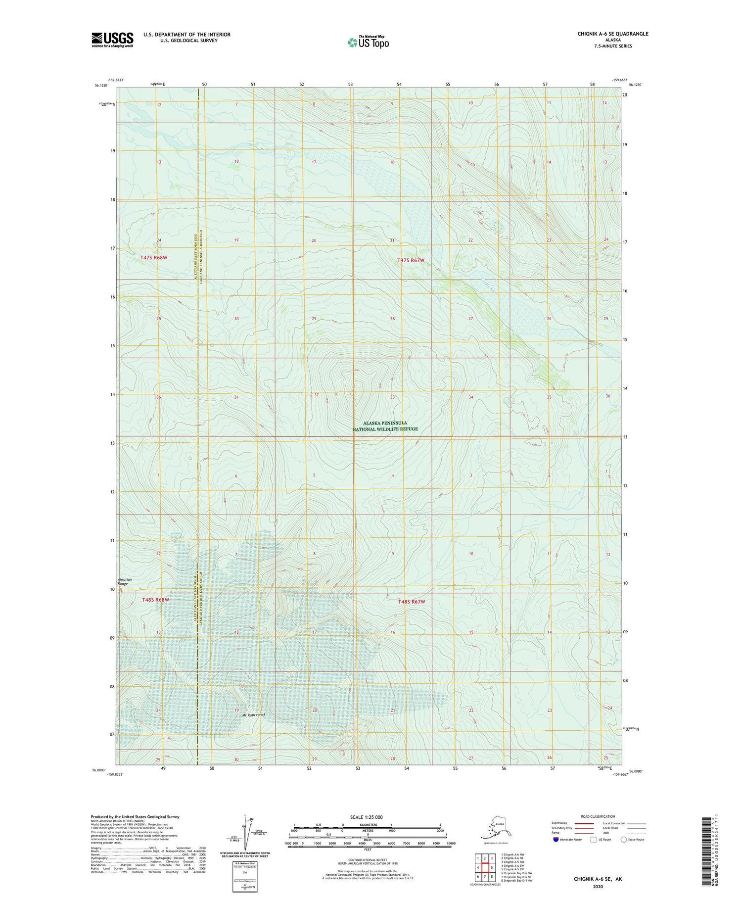 Chignik A-6 SE Alaska US Topo Map Image