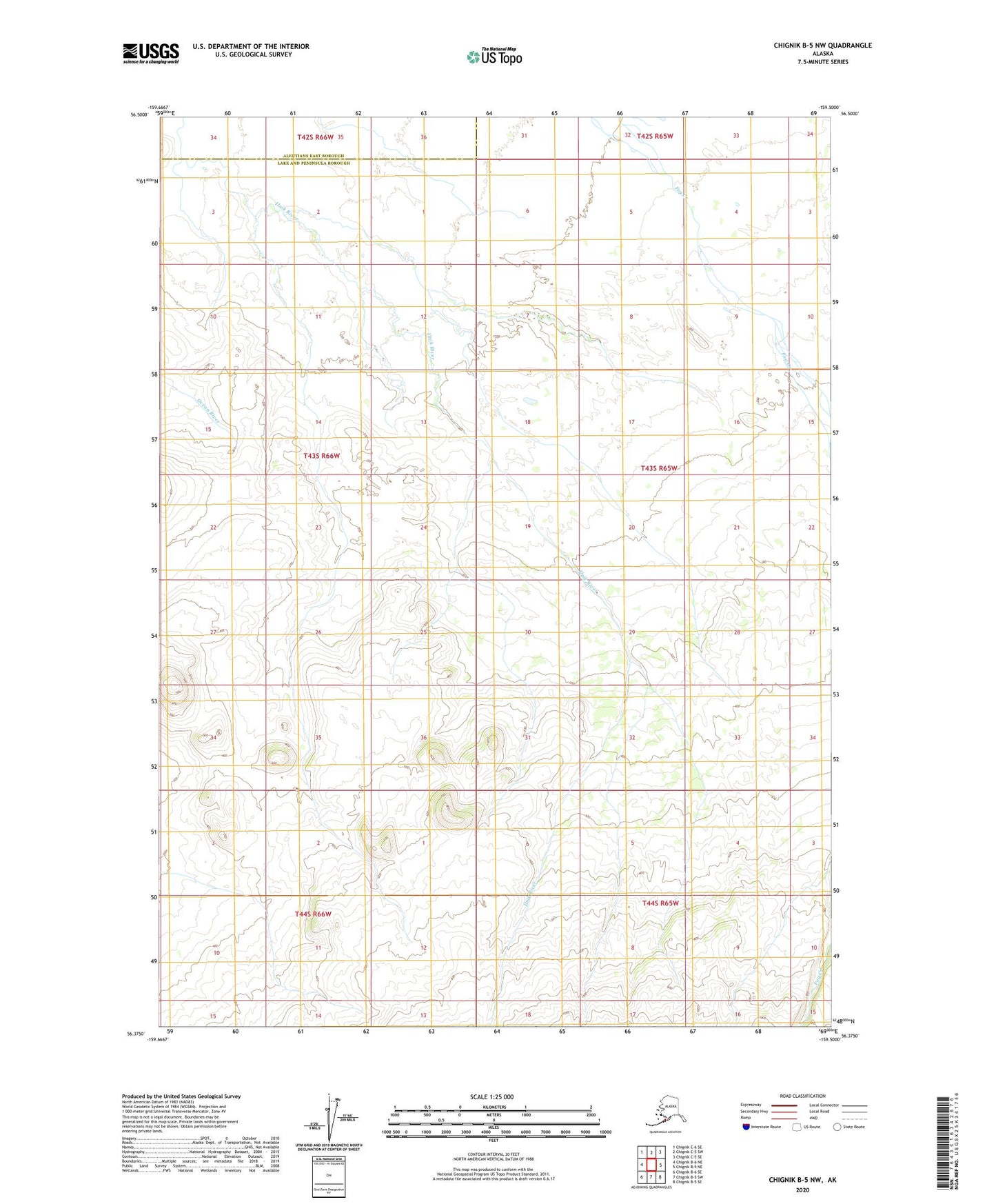 Chignik B-5 NW Alaska US Topo Map Image