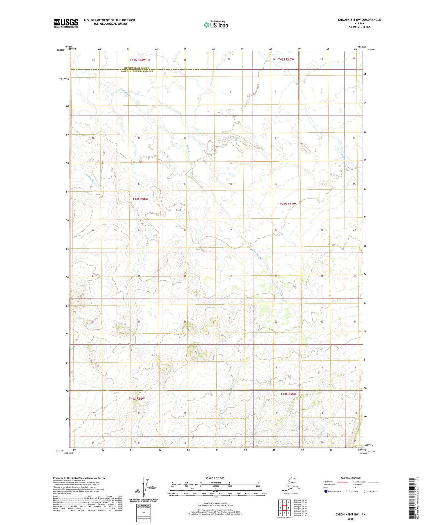 Chignik B-5 NW Alaska US Topo Map Image