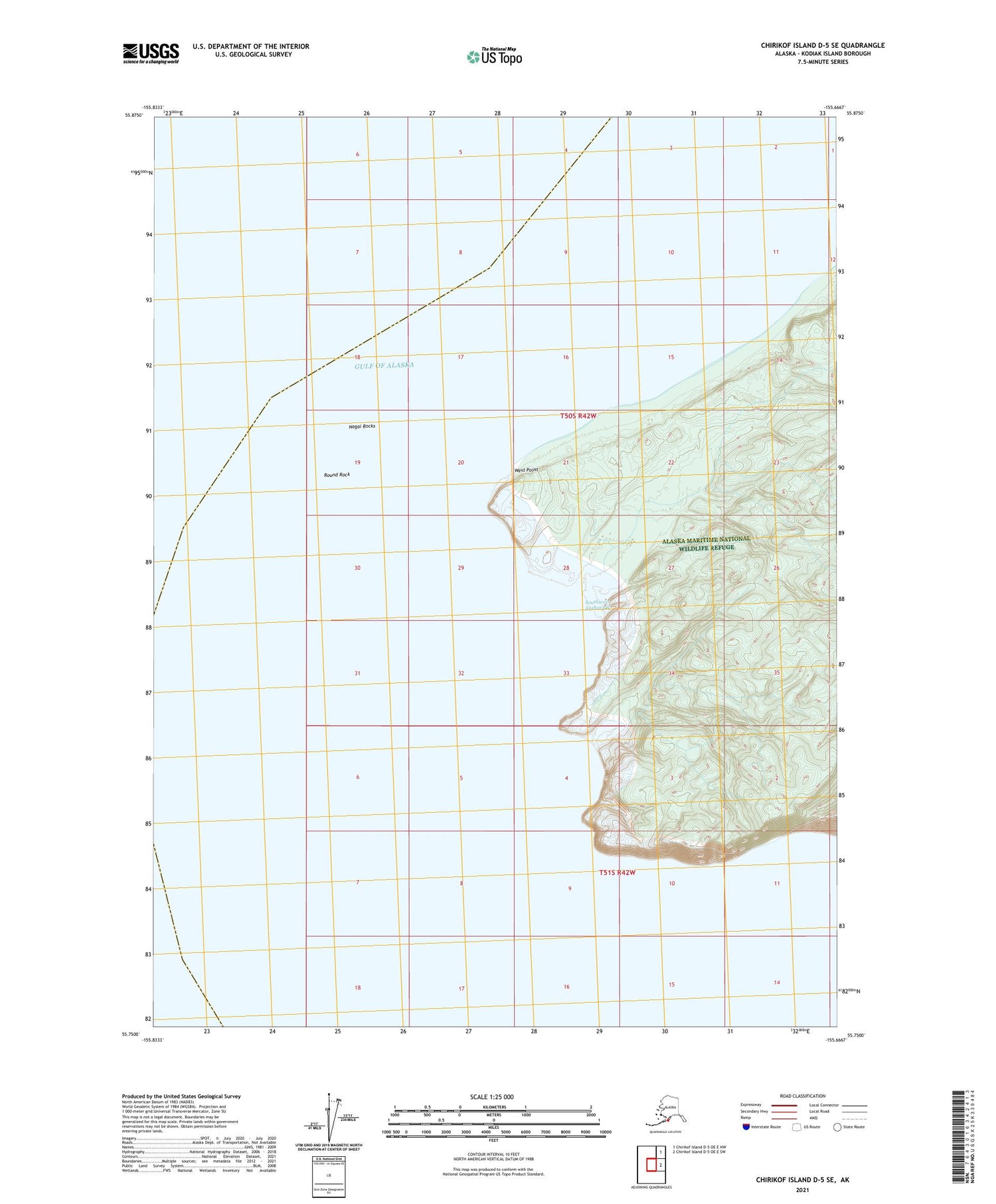 Chirikof Island D-5 SE Alaska US Topo Map Image