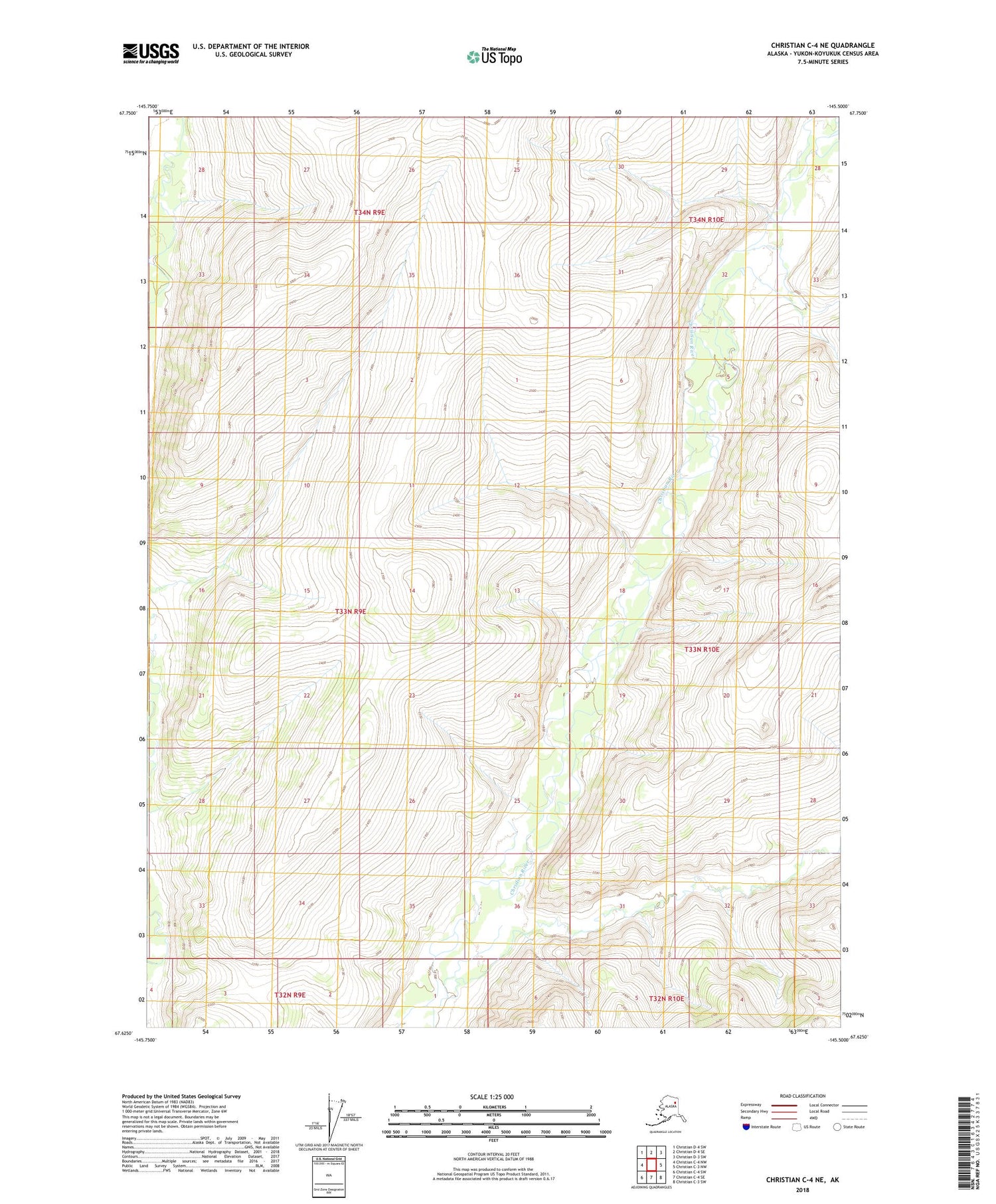Christian C-4 NE Alaska US Topo Map Image