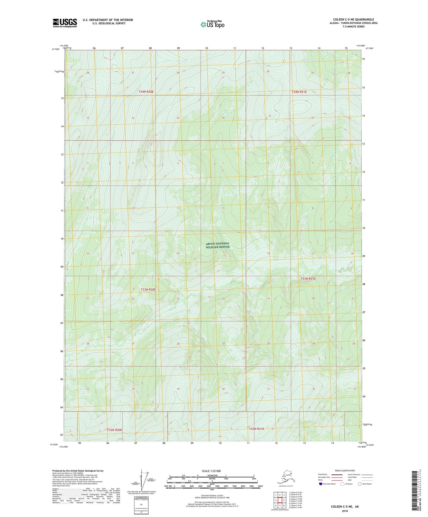 Coleen C-5 NE Alaska US Topo Map Image