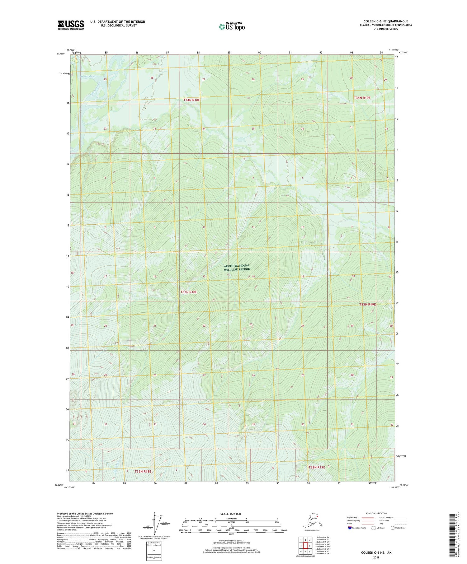 Coleen C-6 NE Alaska US Topo Map Image