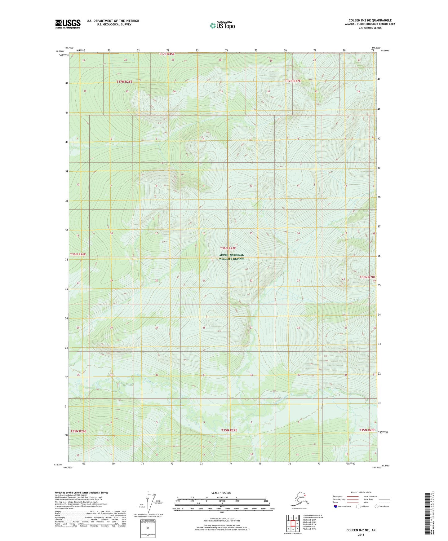 Coleen D-2 NE Alaska US Topo Map Image