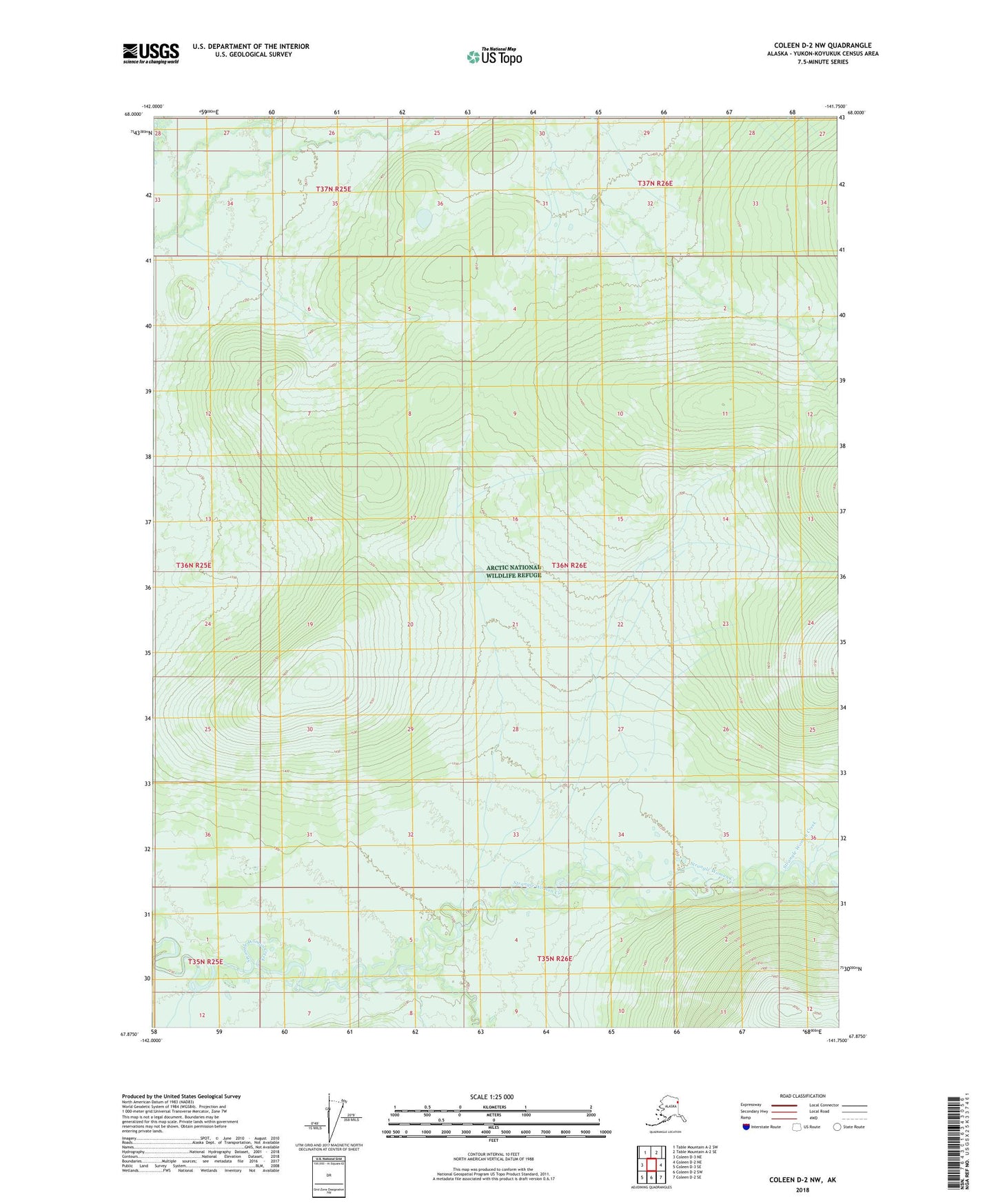 Coleen D-2 NW Alaska US Topo Map Image