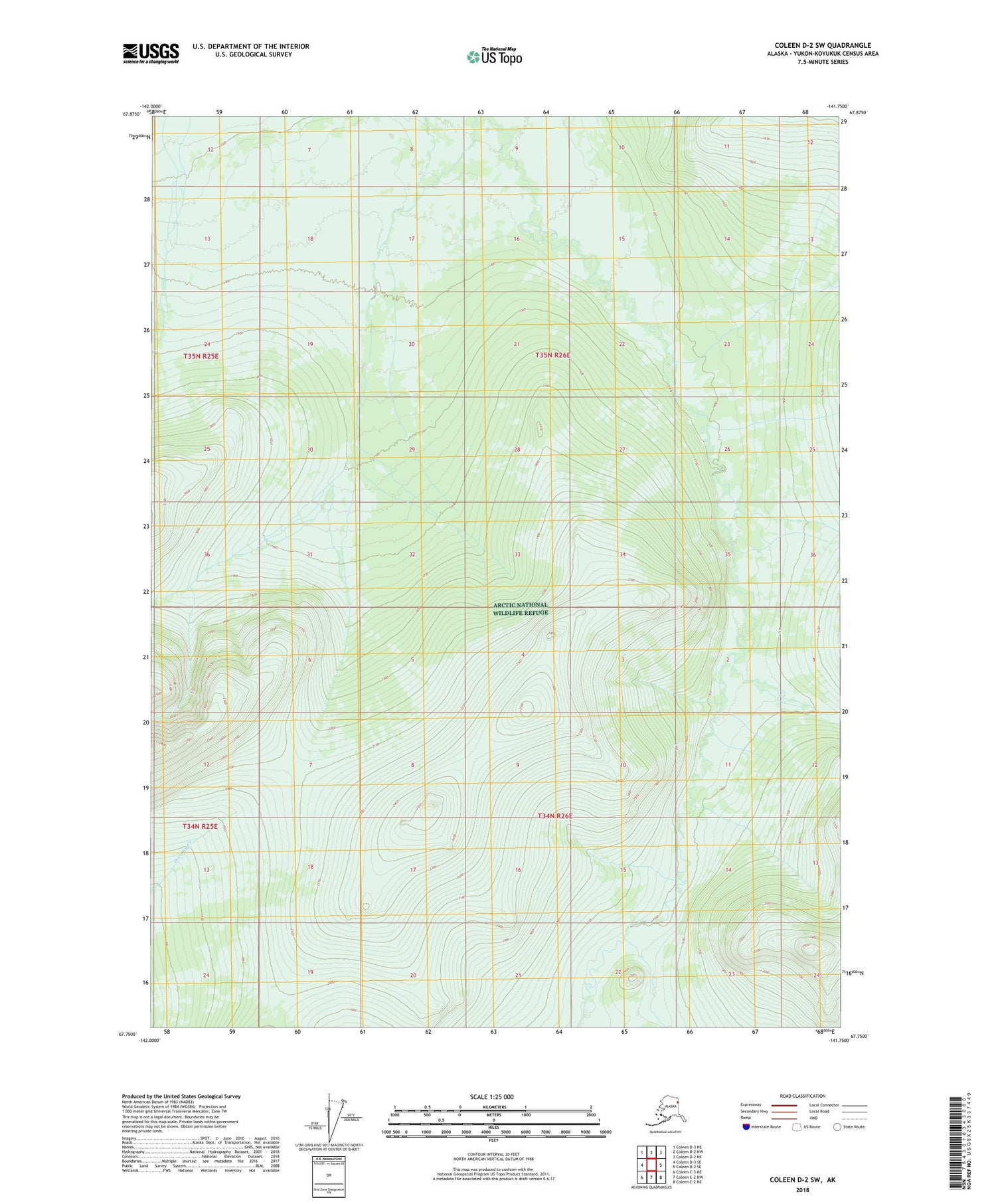 Coleen D-2 SW Alaska US Topo Map Image