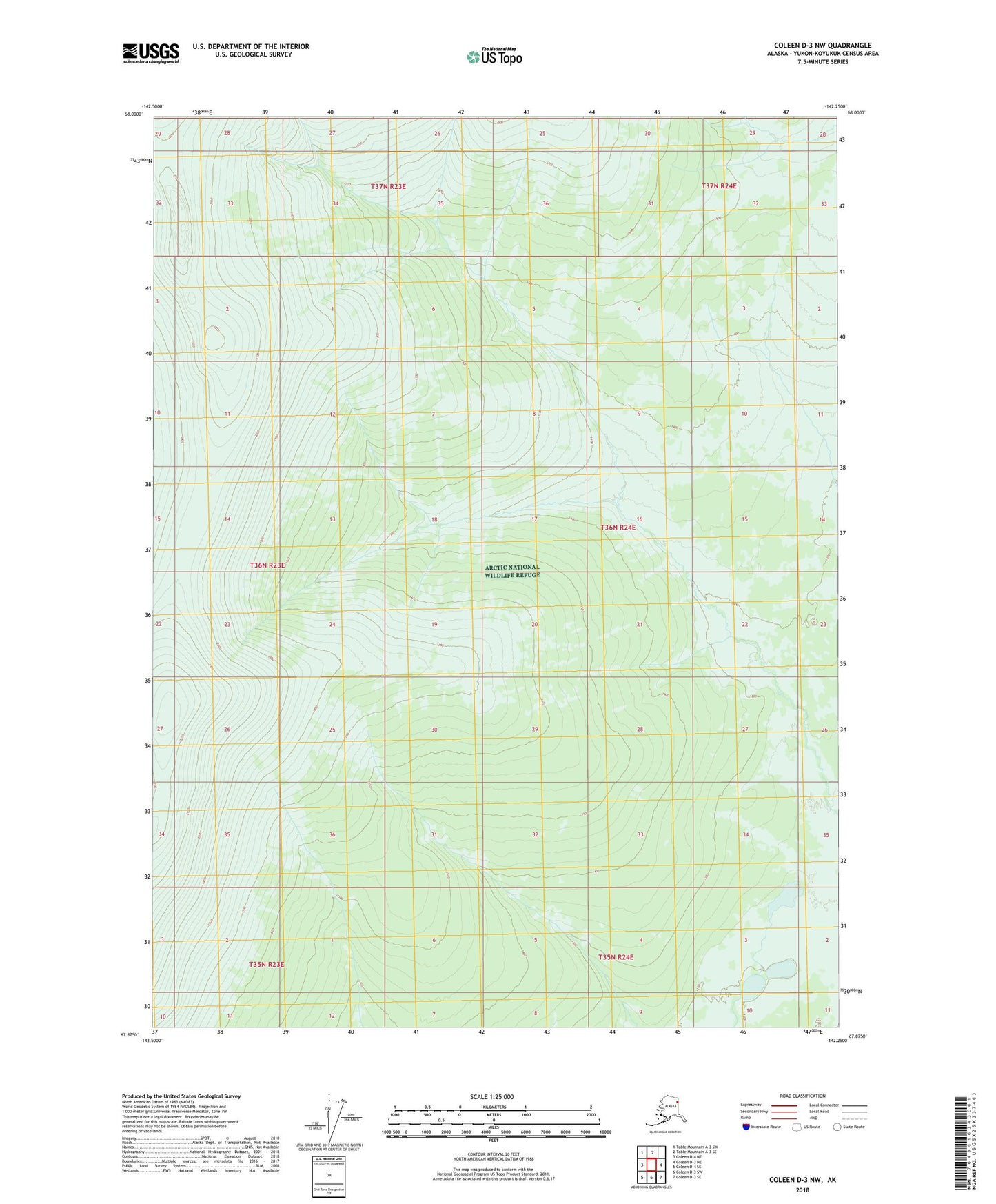 Coleen D-3 NW Alaska US Topo Map Image