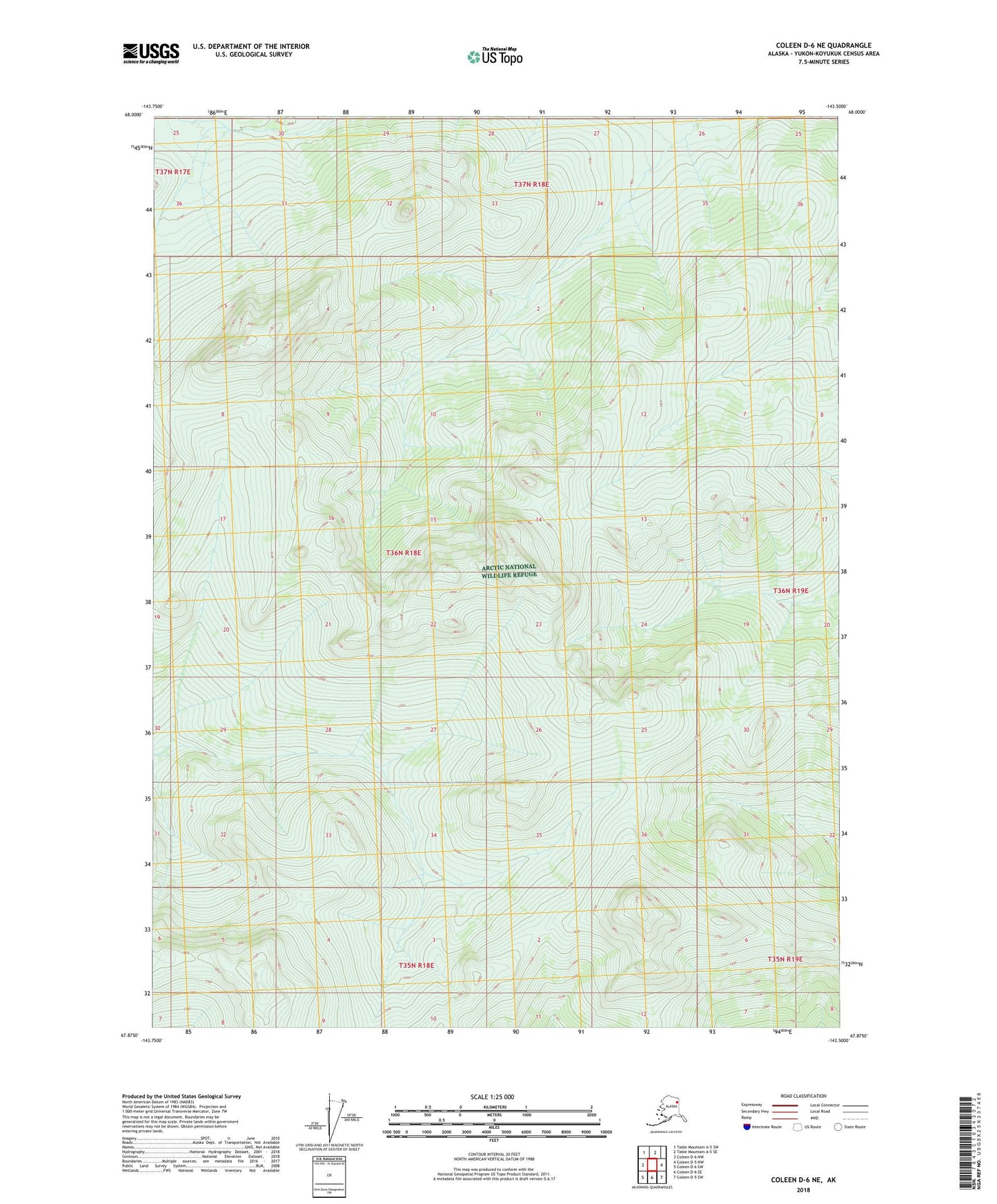 Coleen D-6 NE Alaska US Topo Map Image