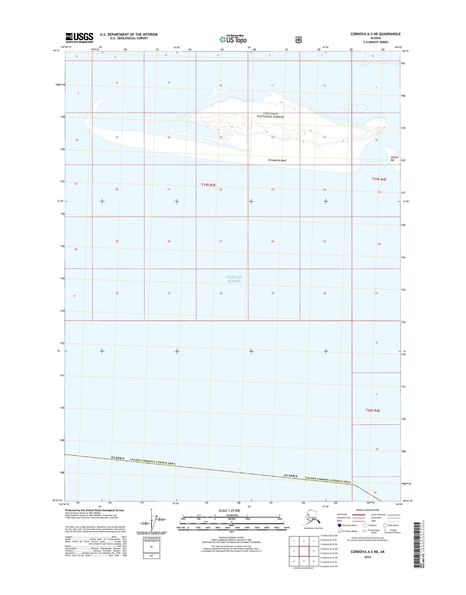 Cordova A-3 NE Alaska US Topo Map Image