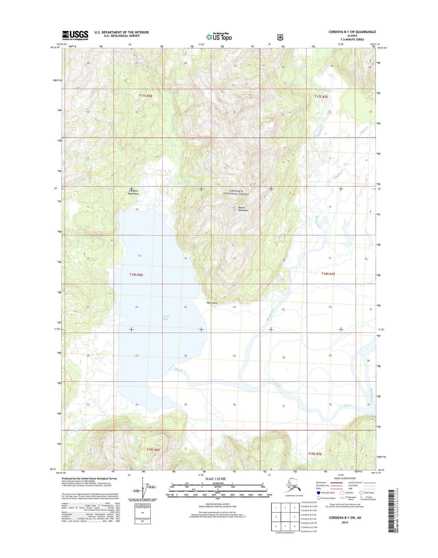 Cordova B-1 SW Alaska US Topo Map Image