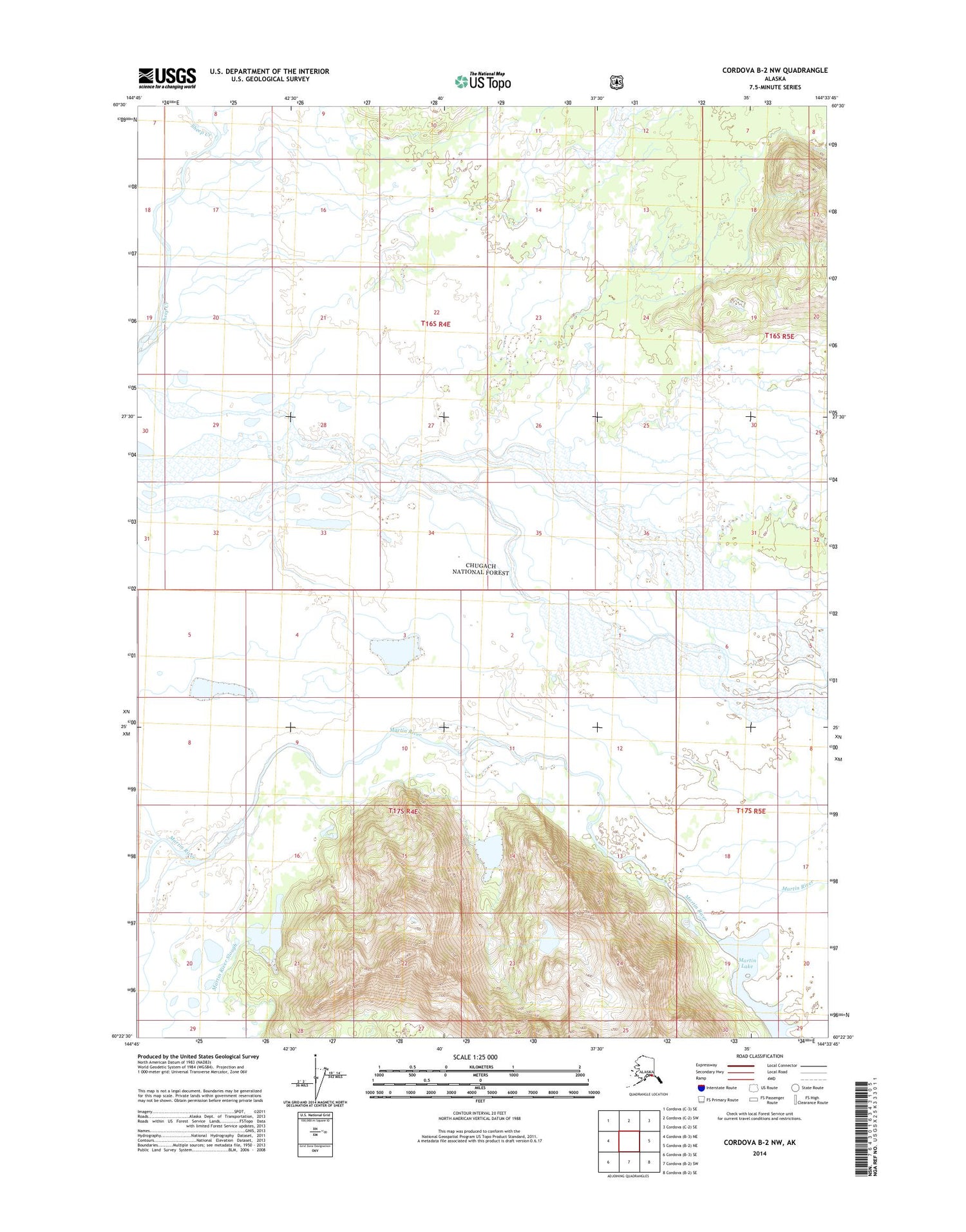 Cordova B-2 NW Alaska US Topo Map Image