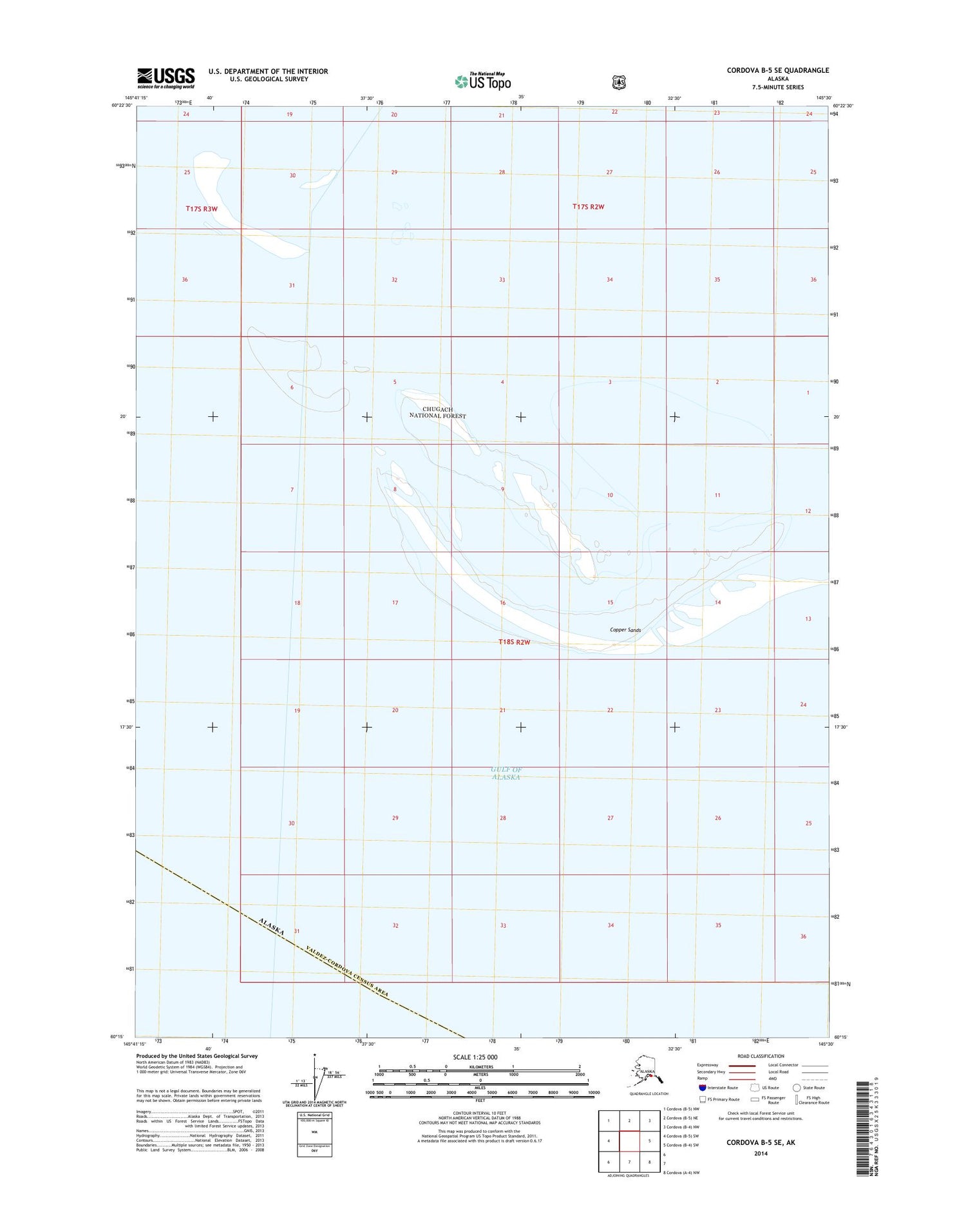 Cordova B-5 SE Alaska US Topo Map Image