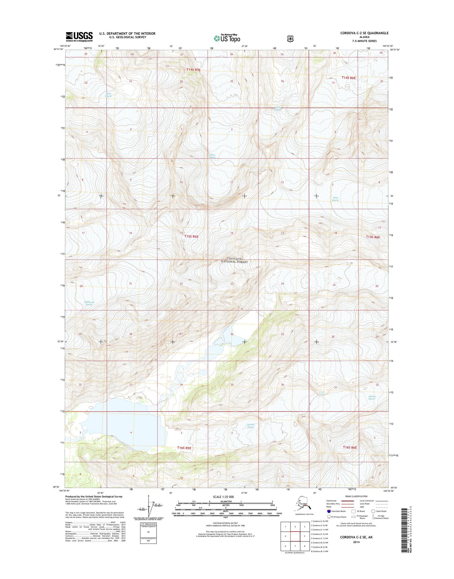 Cordova C-2 SE Alaska US Topo Map Image