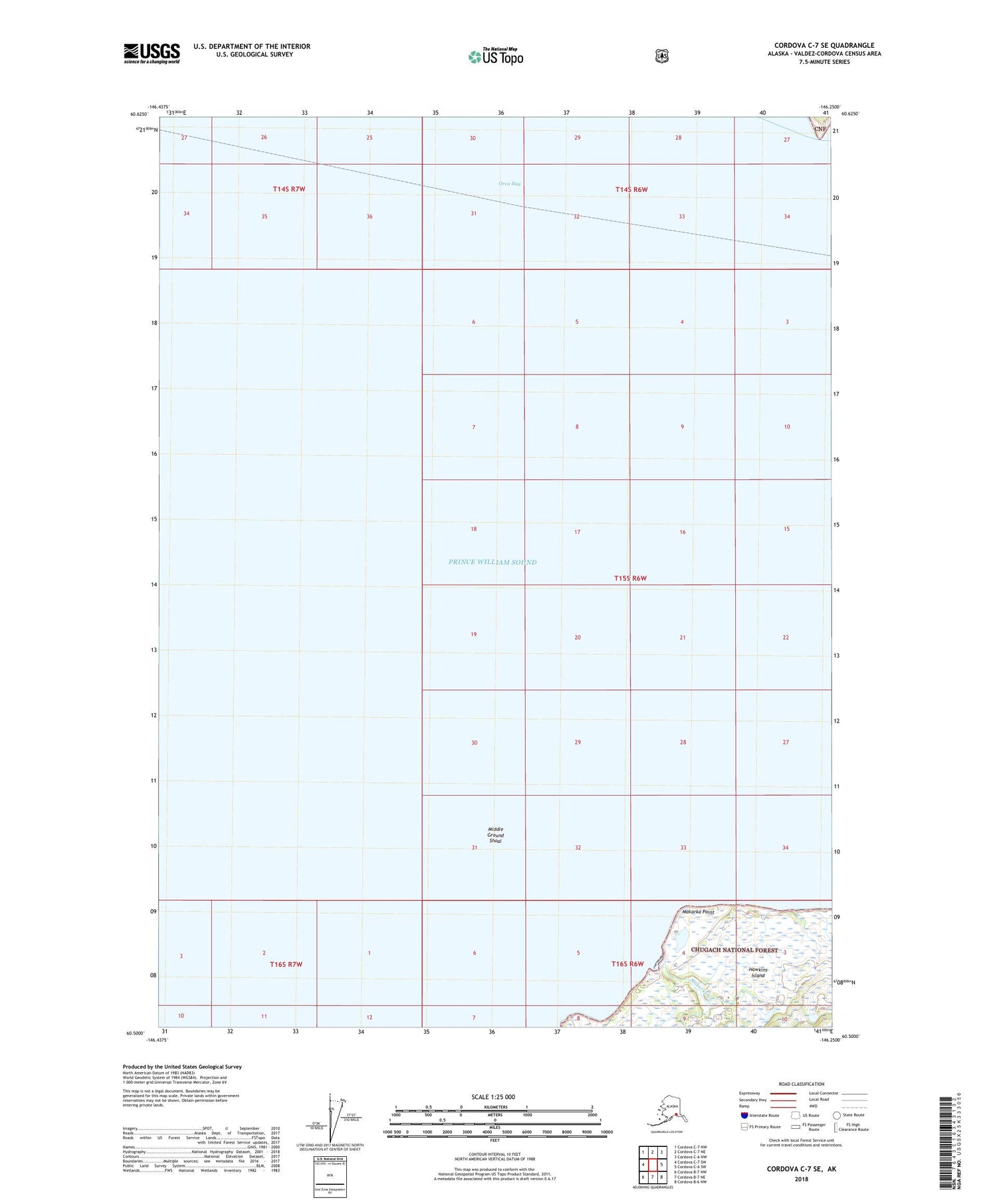 Cordova C-7 SE Alaska US Topo Map Image