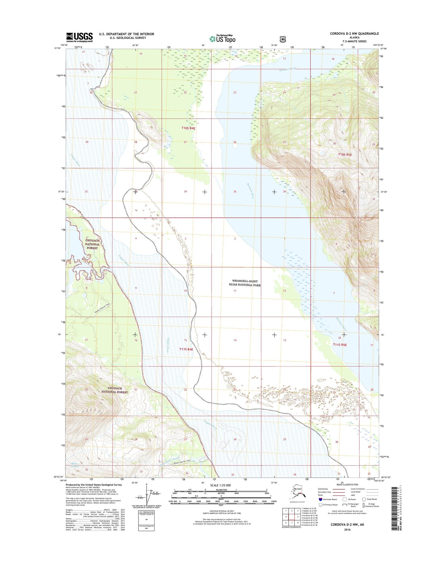 Cordova D-2 NW Alaska US Topo Map Image