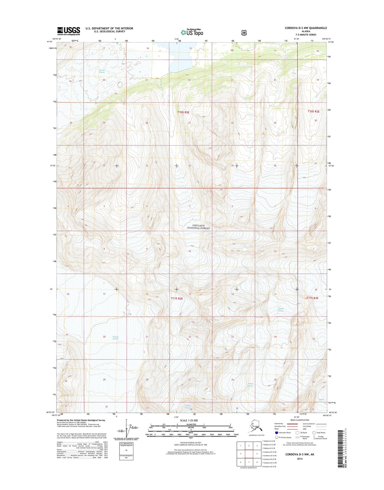 Cordova D-3 NW Alaska US Topo Map Image