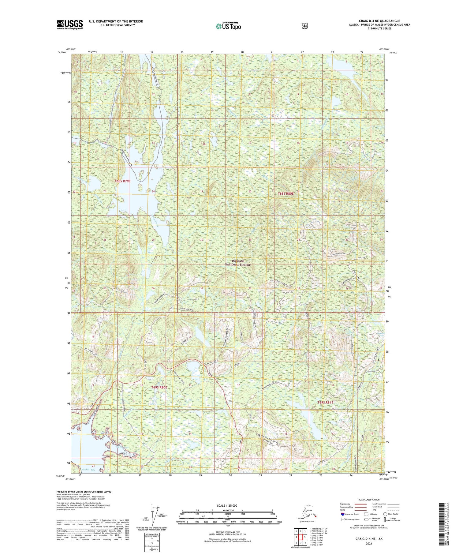 Craig D-4 NE Alaska US Topo Map Image