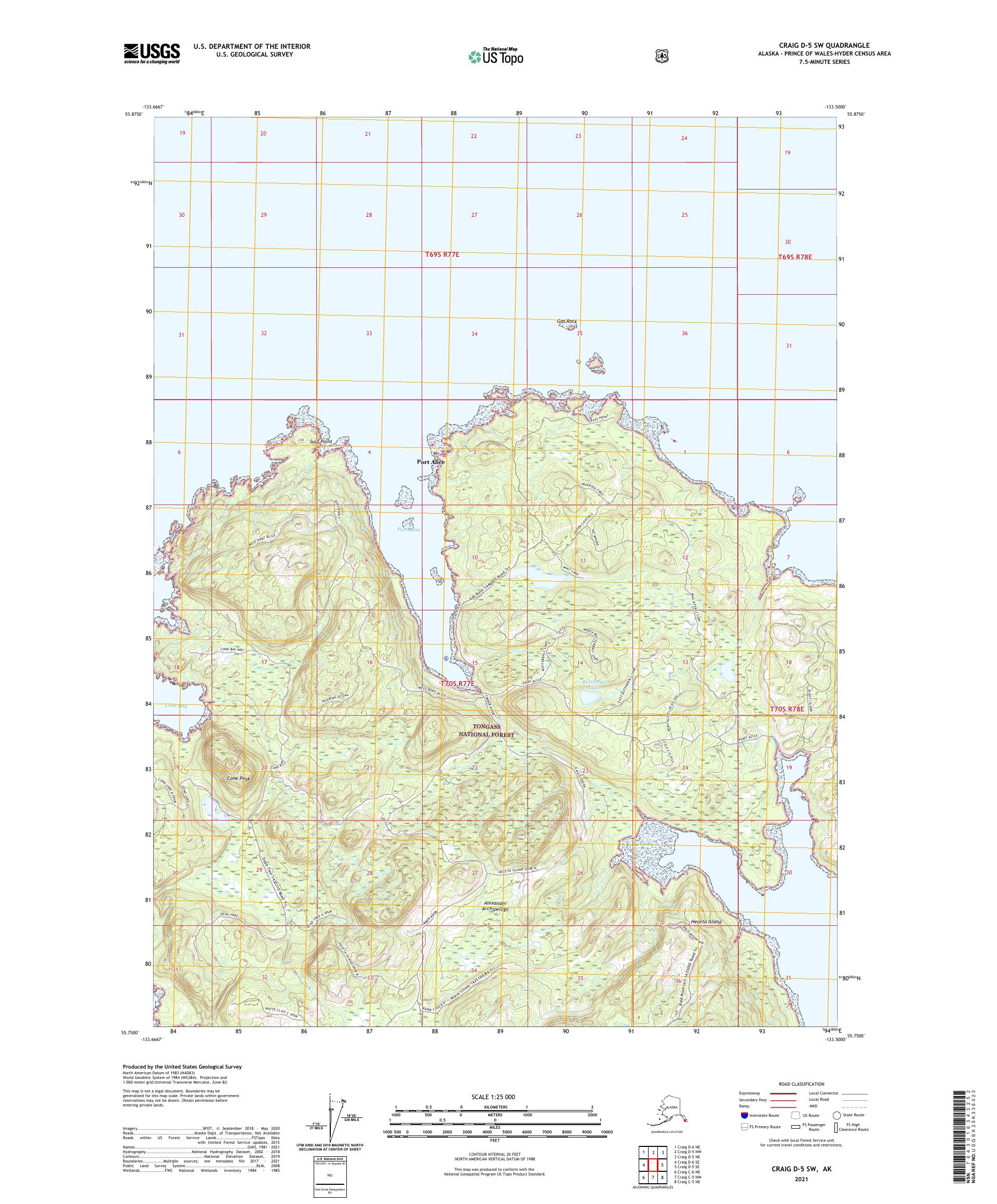 Craig D-5 SW Alaska US Topo Map – MyTopo Map Store