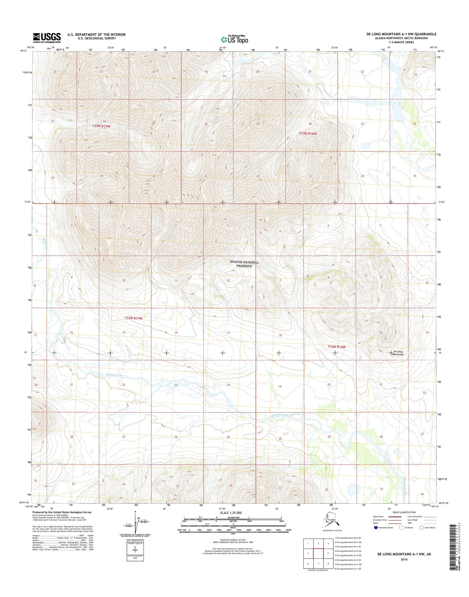 De Long Mountains A-1 NW Alaska US Topo Map Image