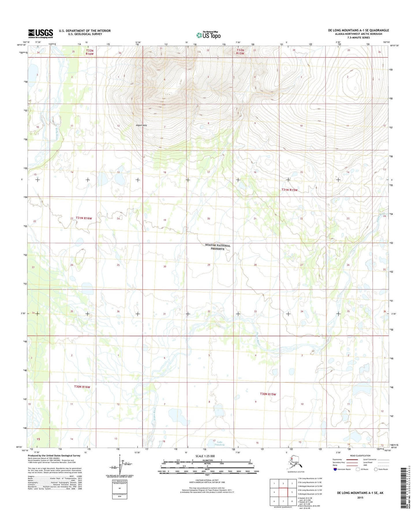De Long Mountains A-1 SE Alaska US Topo Map Image