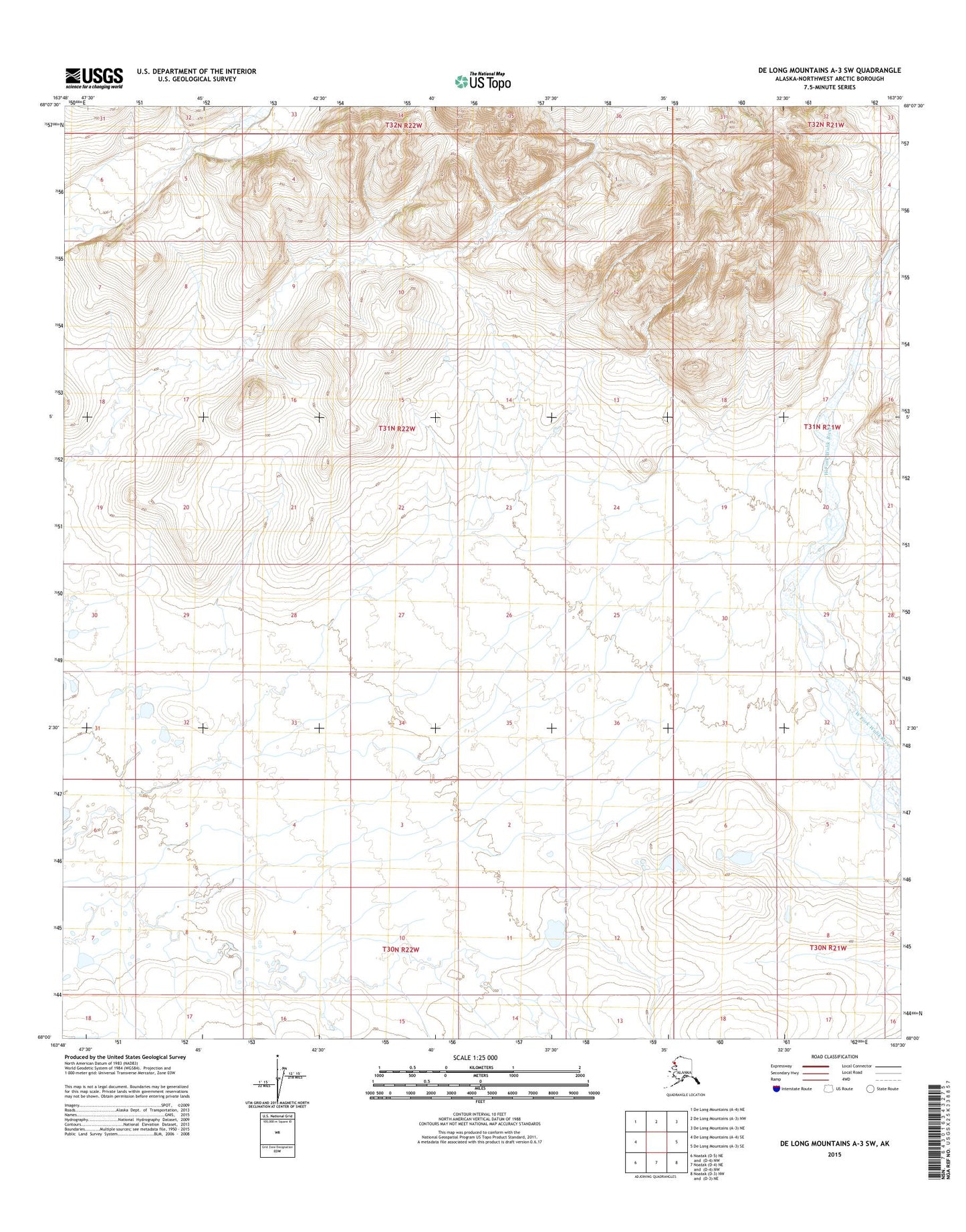 De Long Mountains A-3 SW Alaska US Topo Map Image