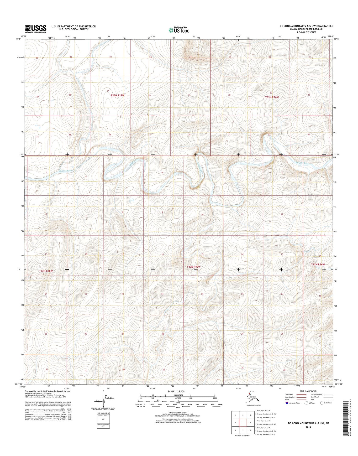 De Long Mountains A-5 NW Alaska US Topo Map Image