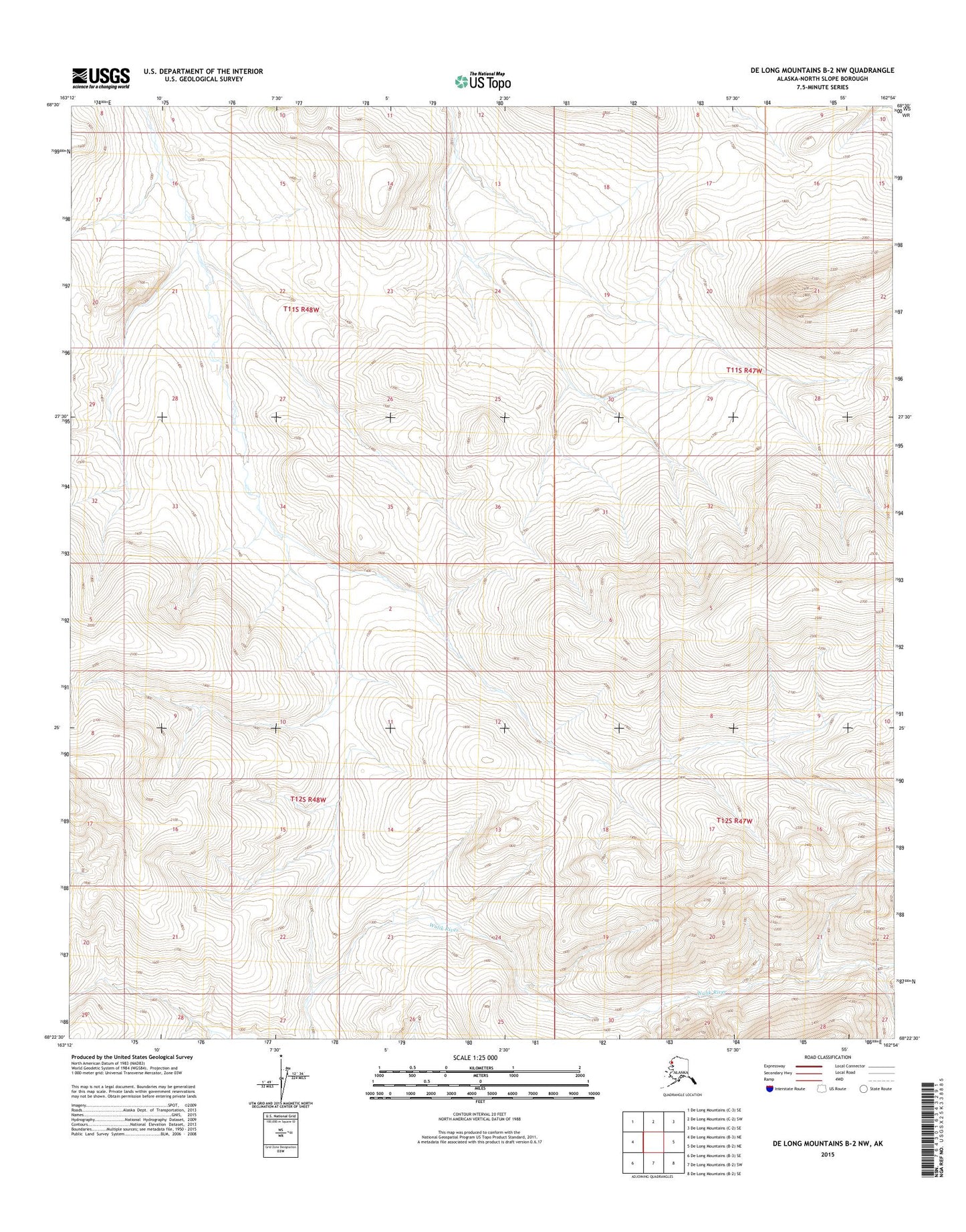 De Long Mountains B-2 NW Alaska US Topo Map Image