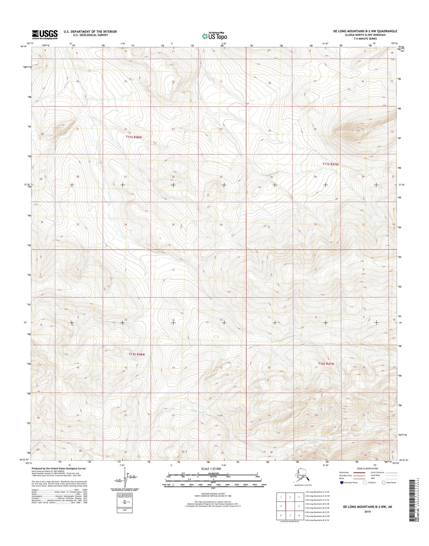 De Long Mountains B-2 NW Alaska US Topo Map Image