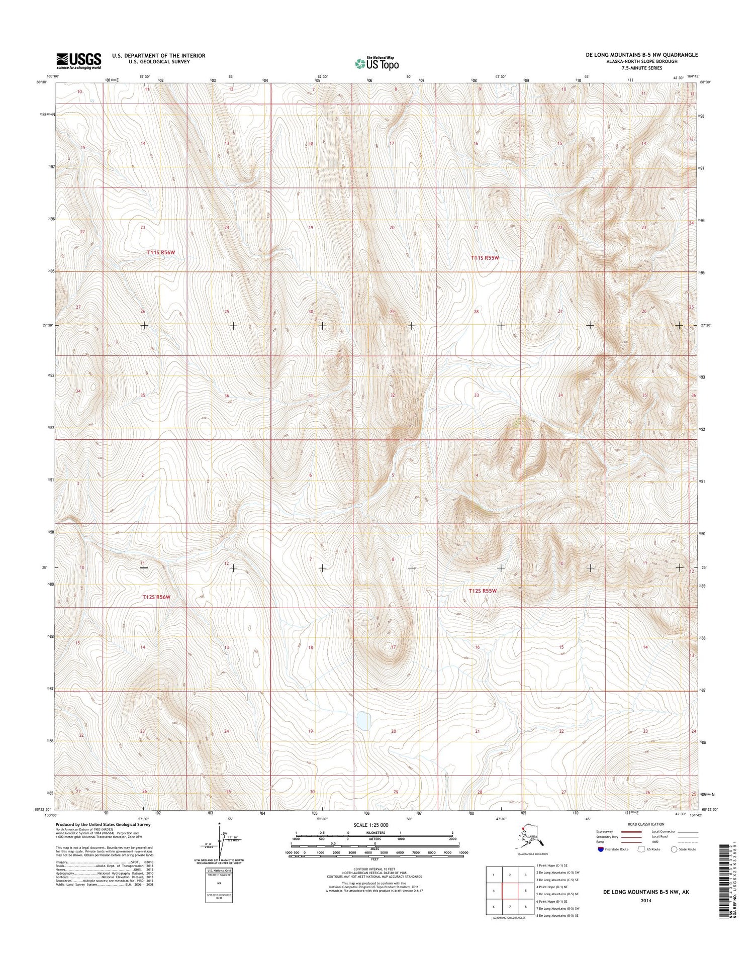 De Long Mountains B-5 NW Alaska US Topo Map Image