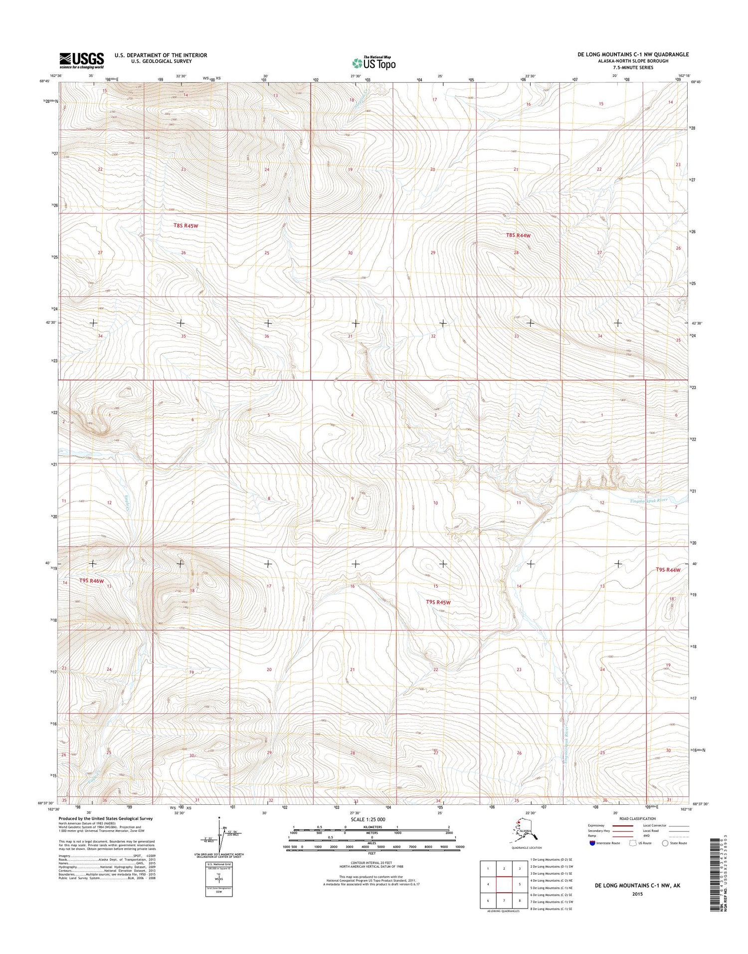 De Long Mountains C-1 NW Alaska US Topo Map Image