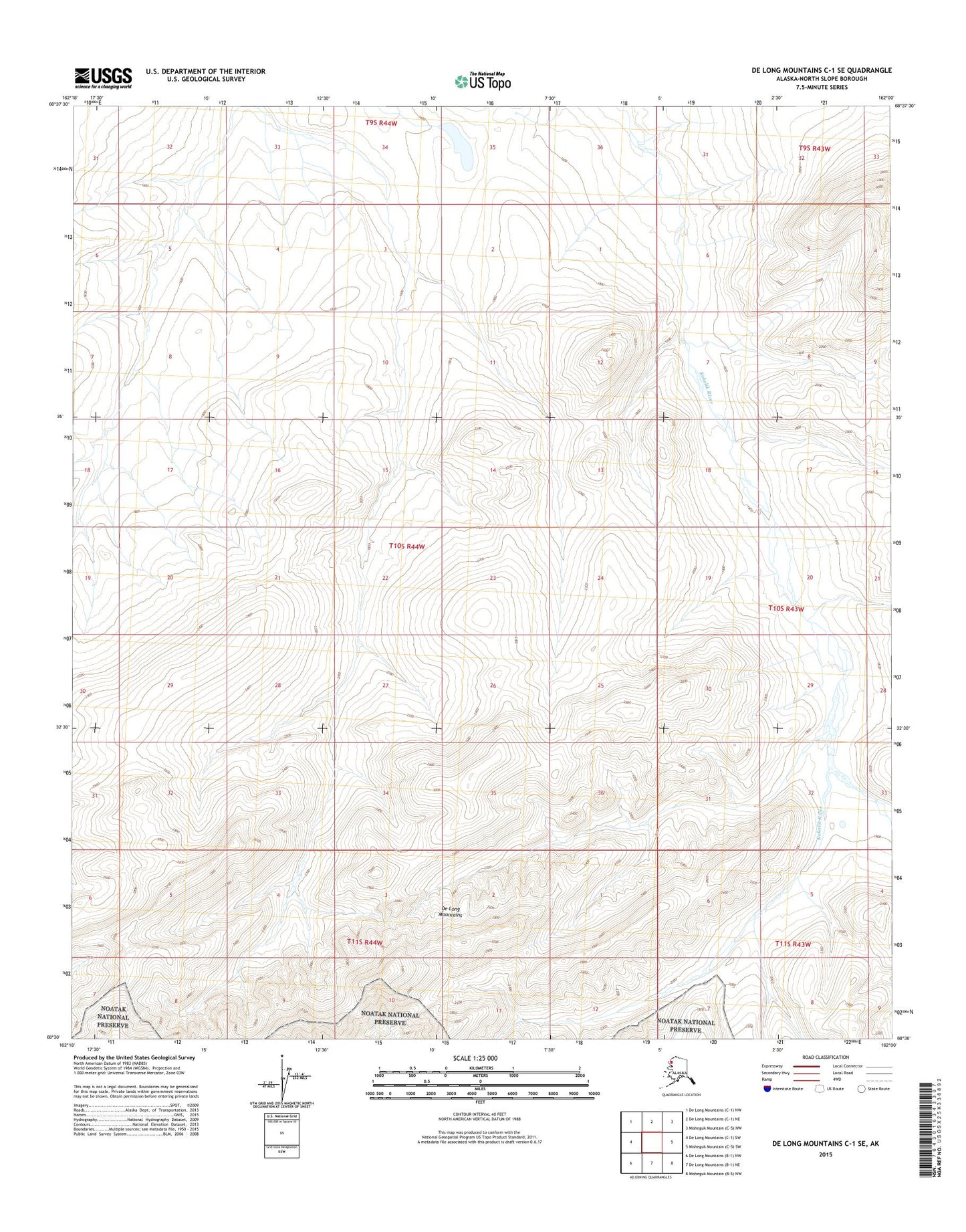 De Long Mountains C-1 SE Alaska US Topo Map Image