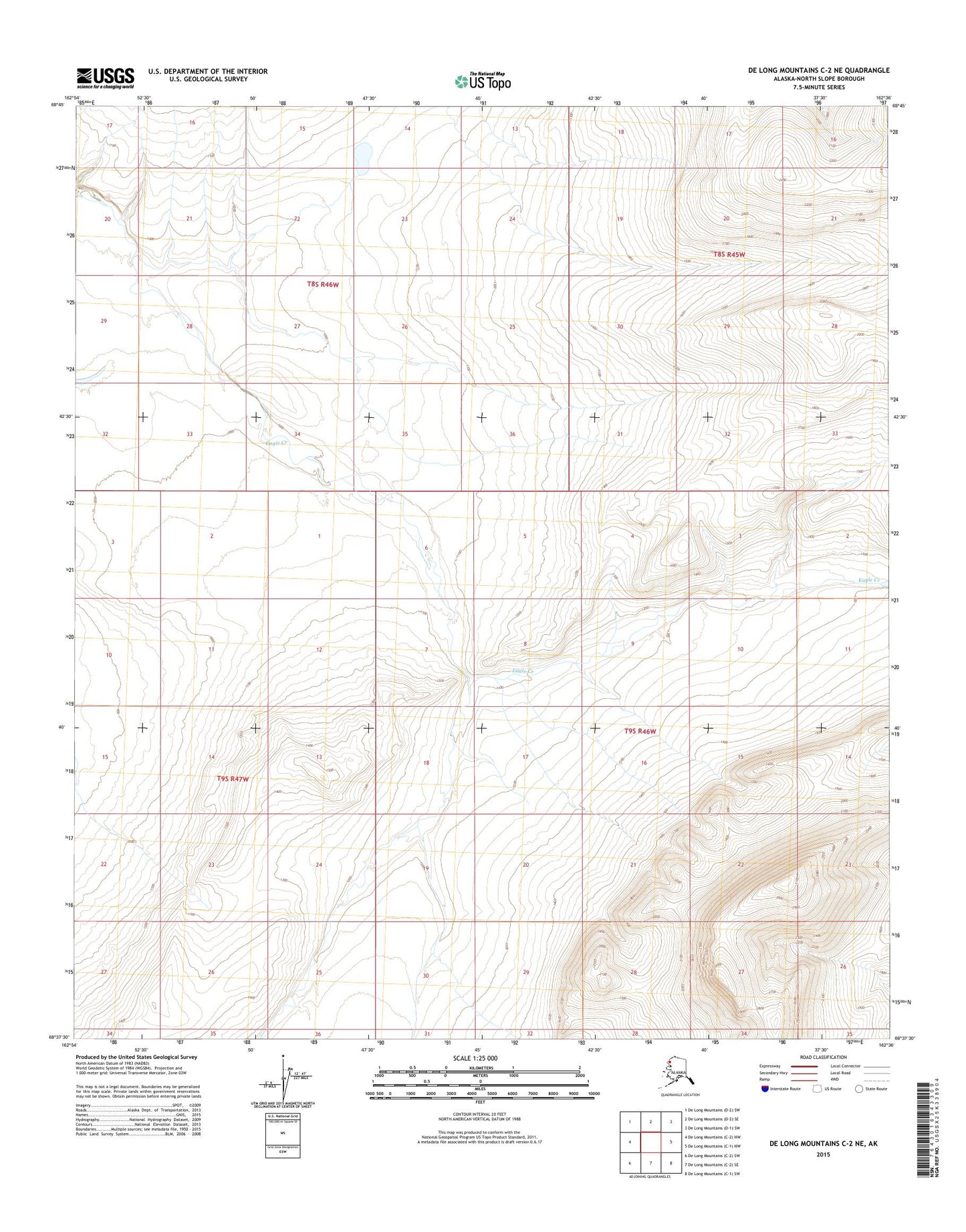 De Long Mountains C-2 NE Alaska US Topo Map Image