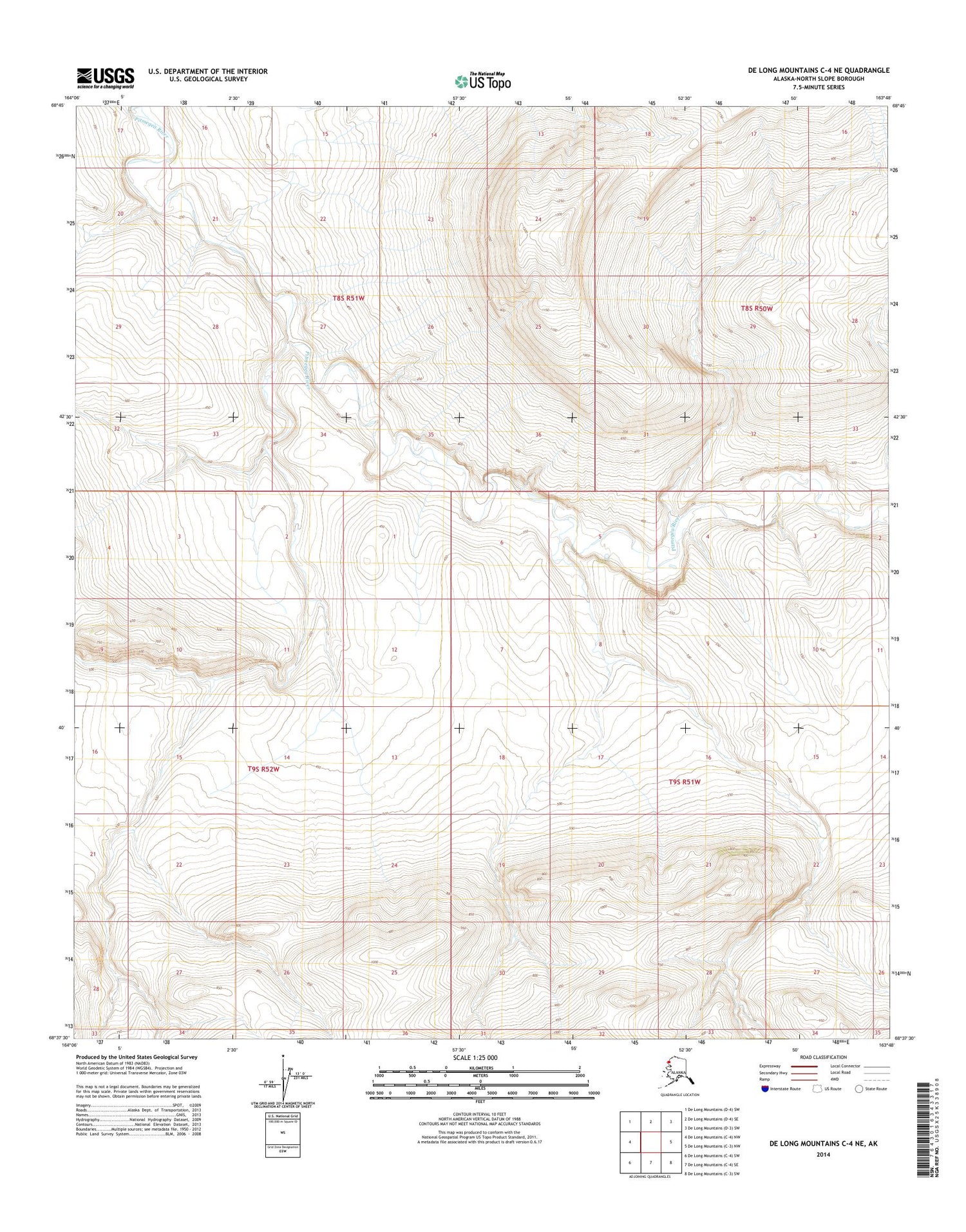 De Long Mountains C-4 NE Alaska US Topo Map Image