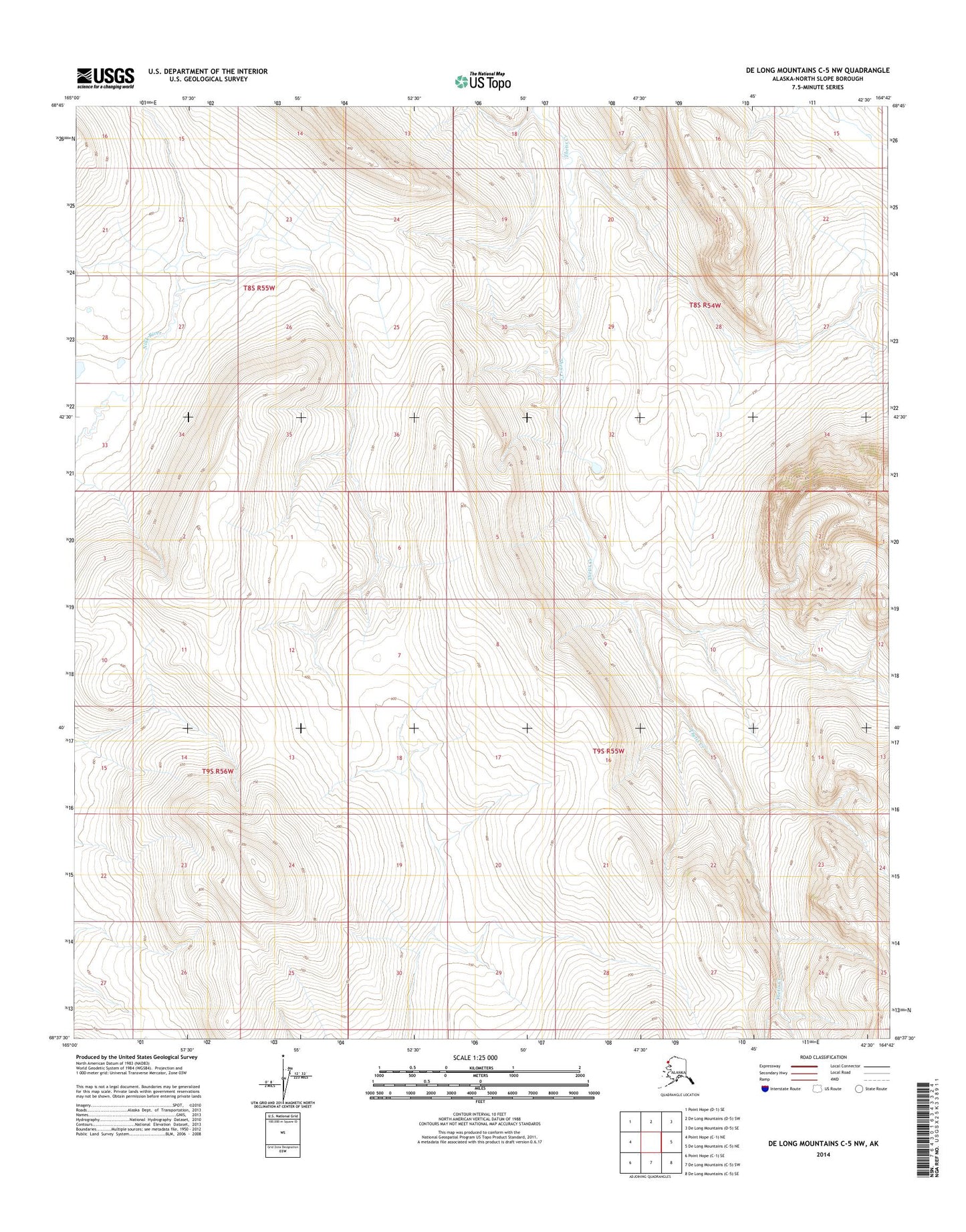 De Long Mountains C-5 NW Alaska US Topo Map Image