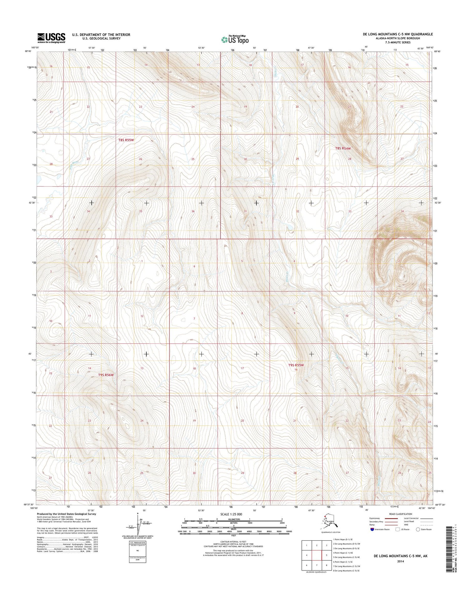 De Long Mountains C-5 NW Alaska US Topo Map Image