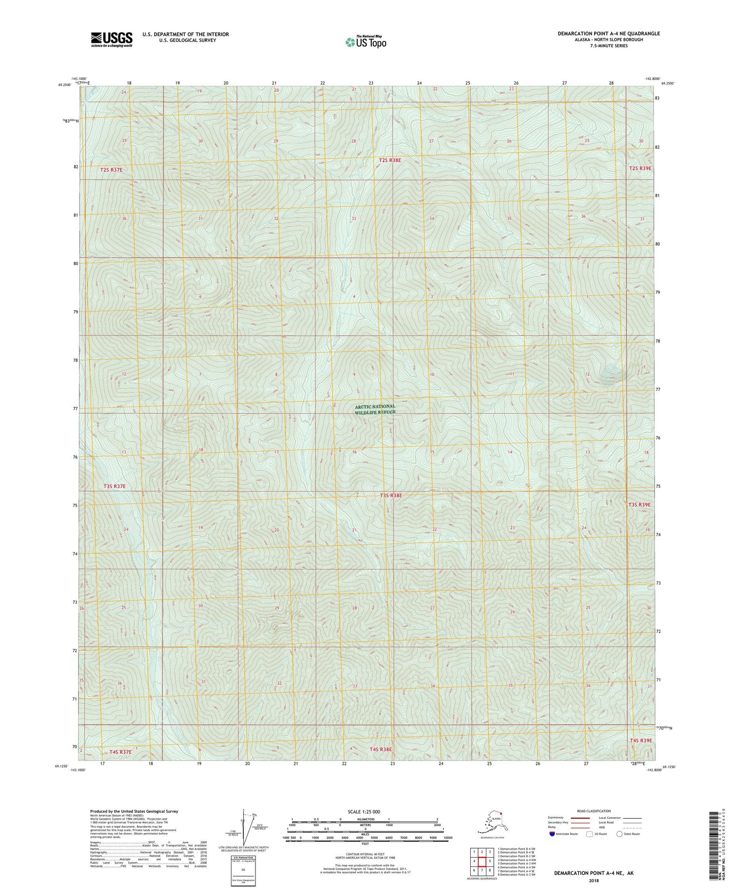 Demarcation Point A-4 NE Alaska US Topo Map Image