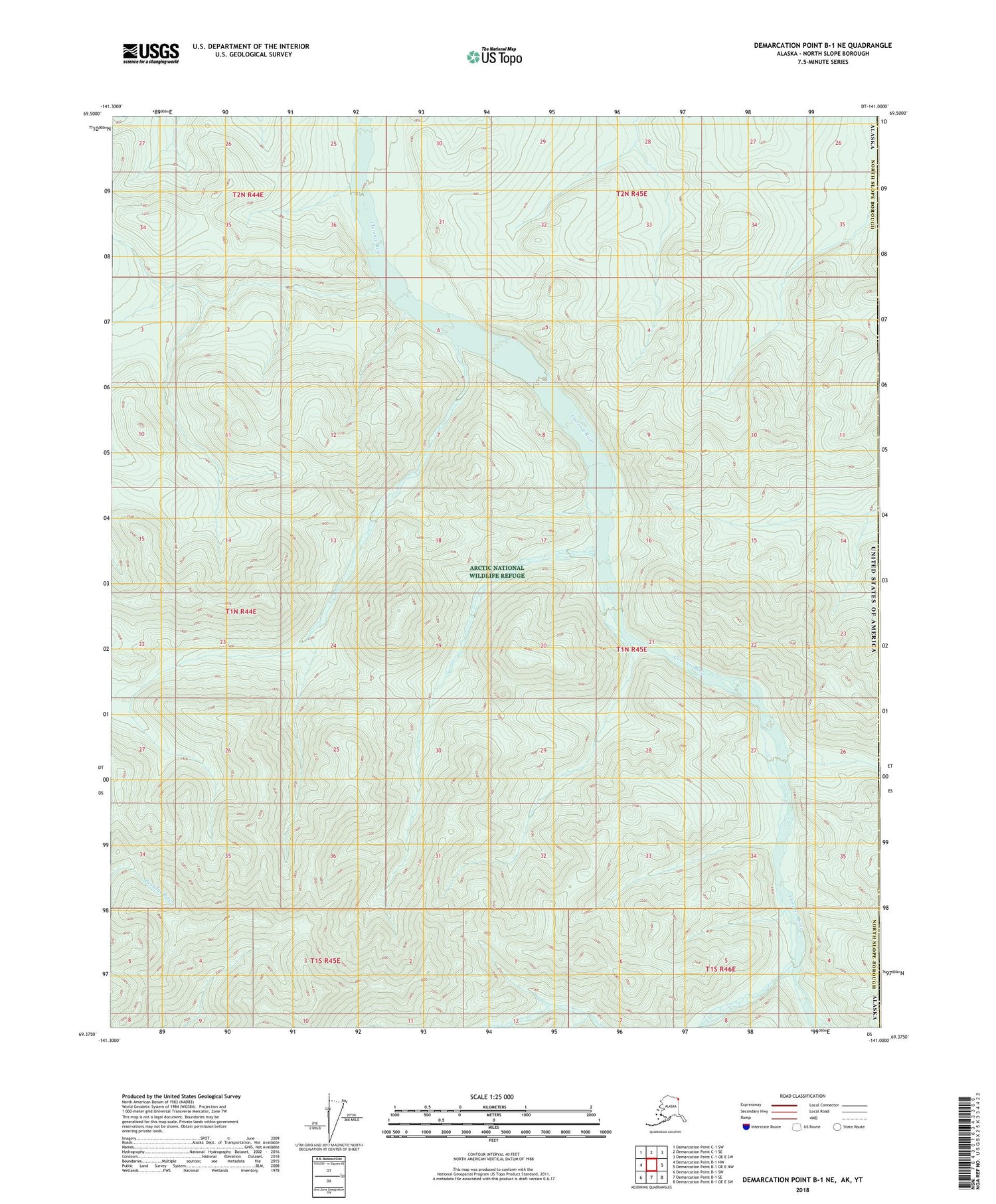 Demarcation Point B-1 NE Alaska US Topo Map Image