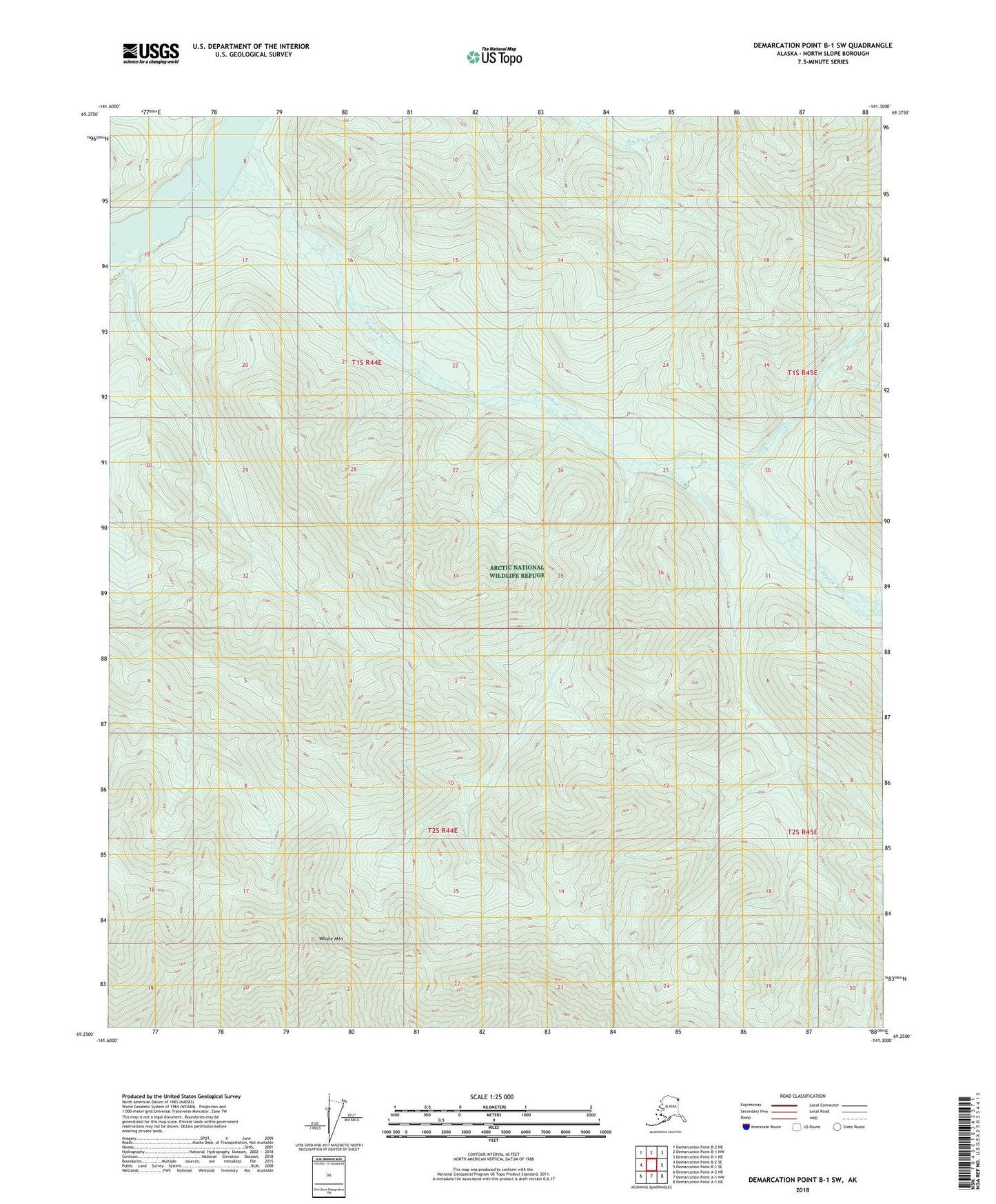 Demarcation Point B-1 SW Alaska US Topo Map Image