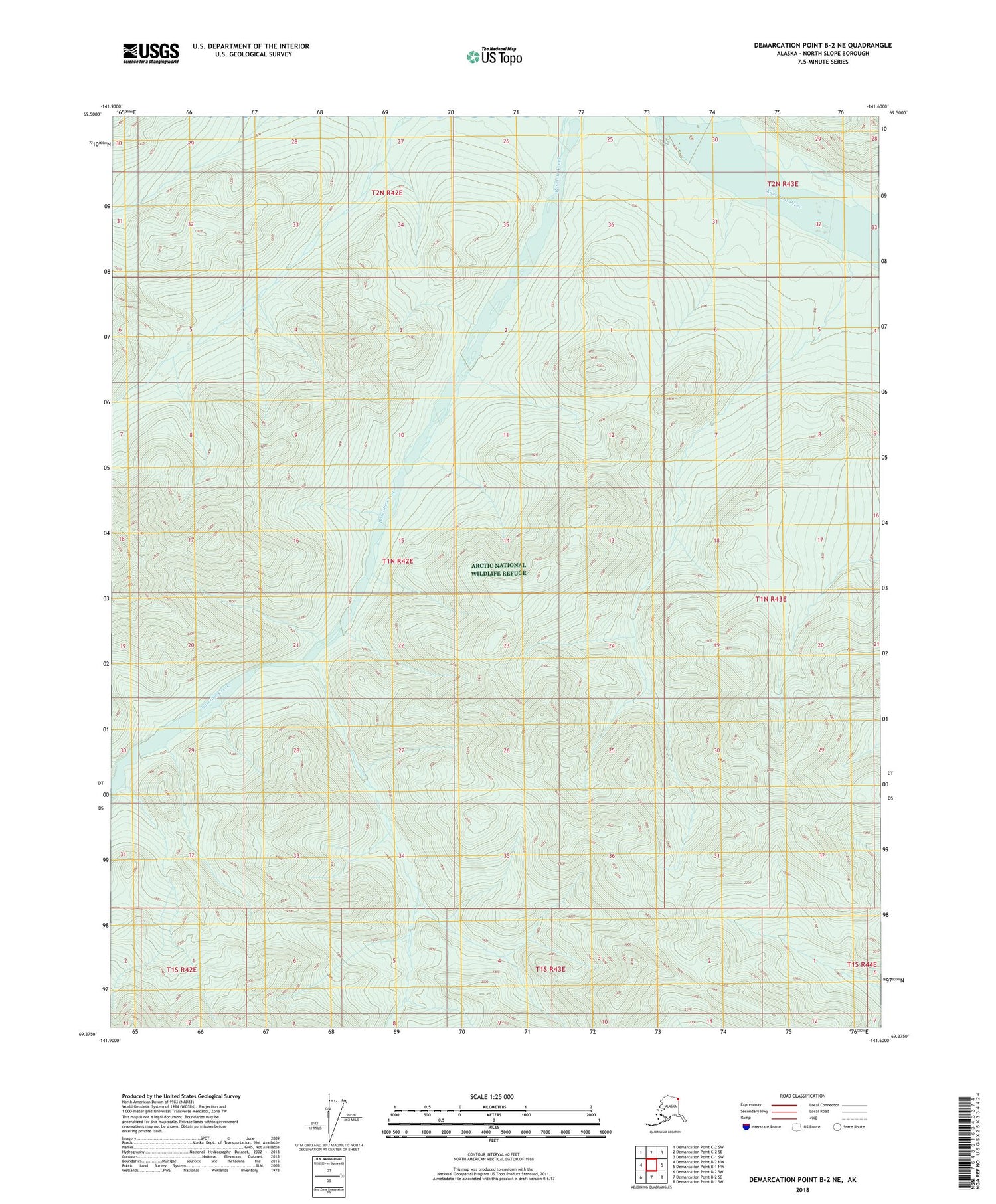 Demarcation Point B-2 NE Alaska US Topo Map Image