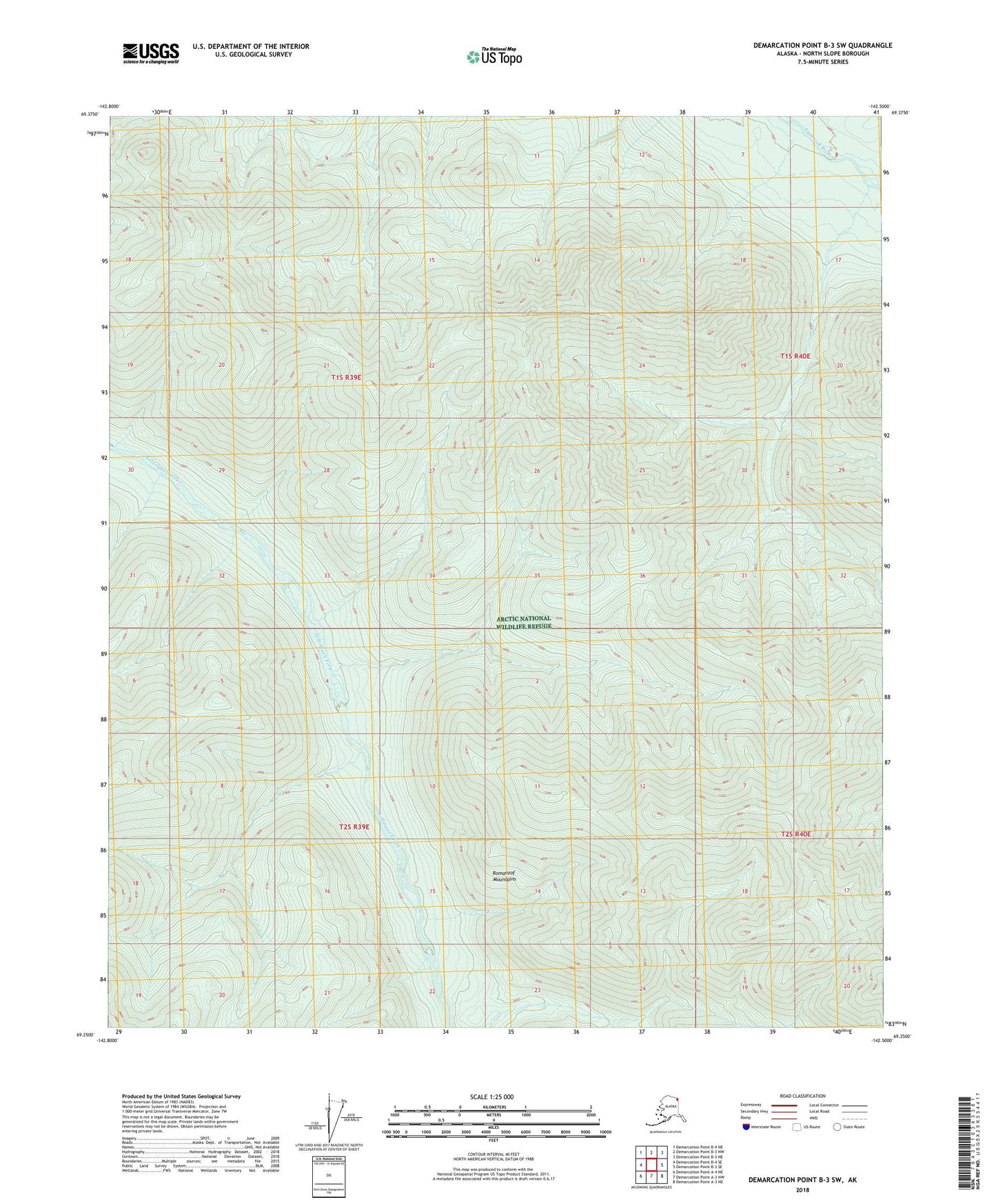 Demarcation Point B-3 SW Alaska US Topo Map Image