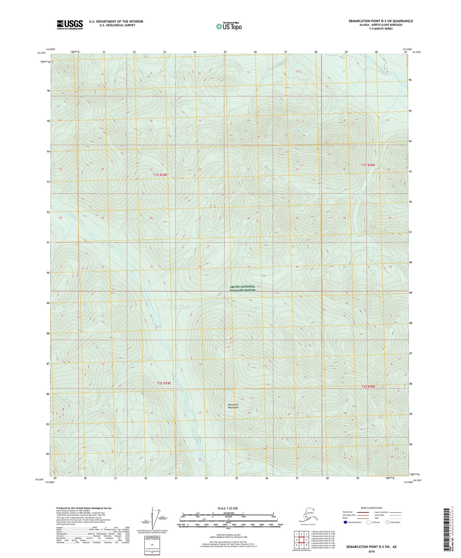 Demarcation Point B-3 SW Alaska US Topo Map Image