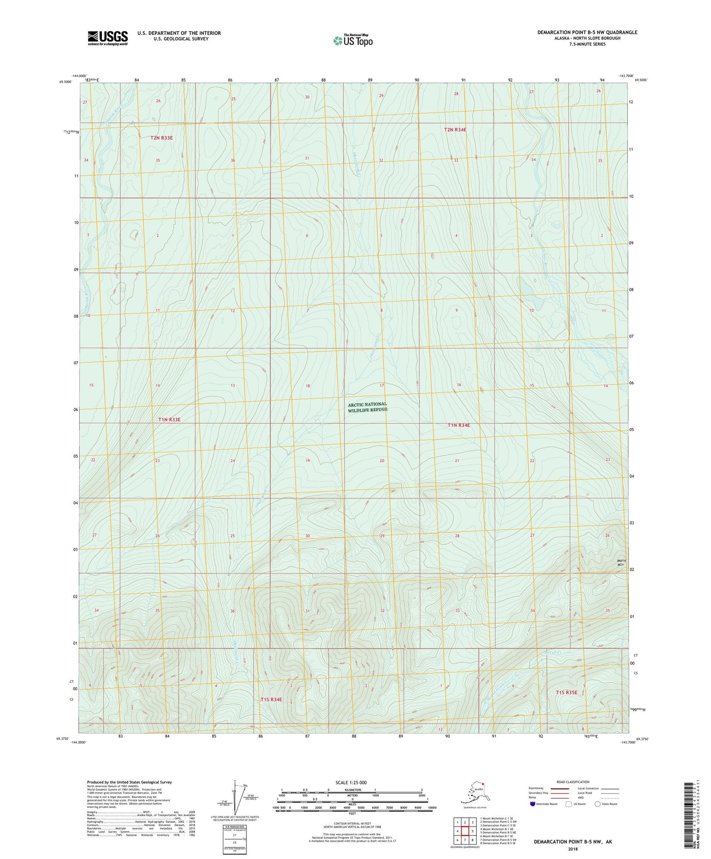 Demarcation Point B-5 NW Alaska US Topo Map Image