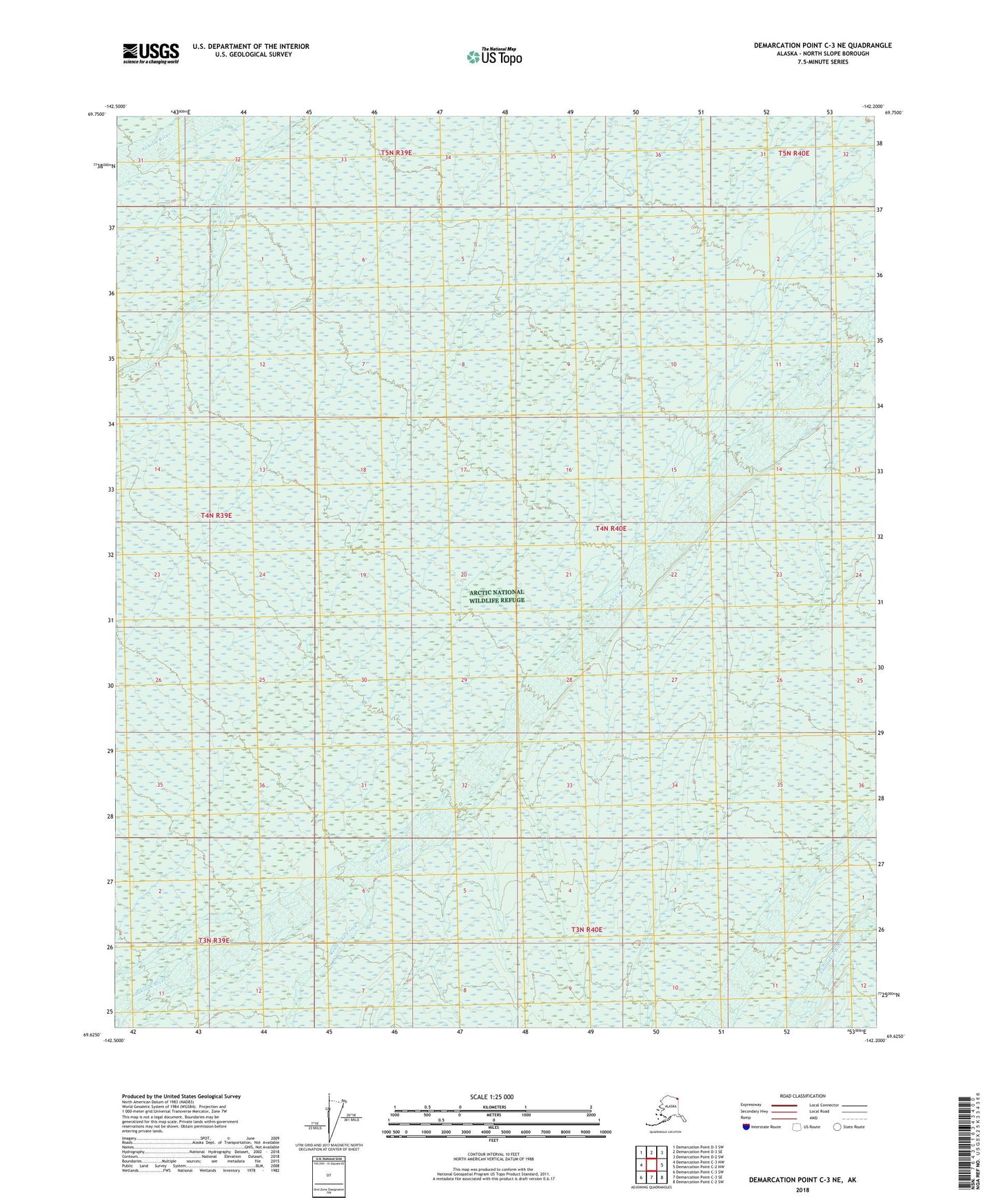 Demarcation Point C-3 NE Alaska US Topo Map Image